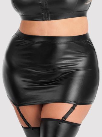 Lovehoney Plus Size Fierce Wet Look Garter Skirt 	
