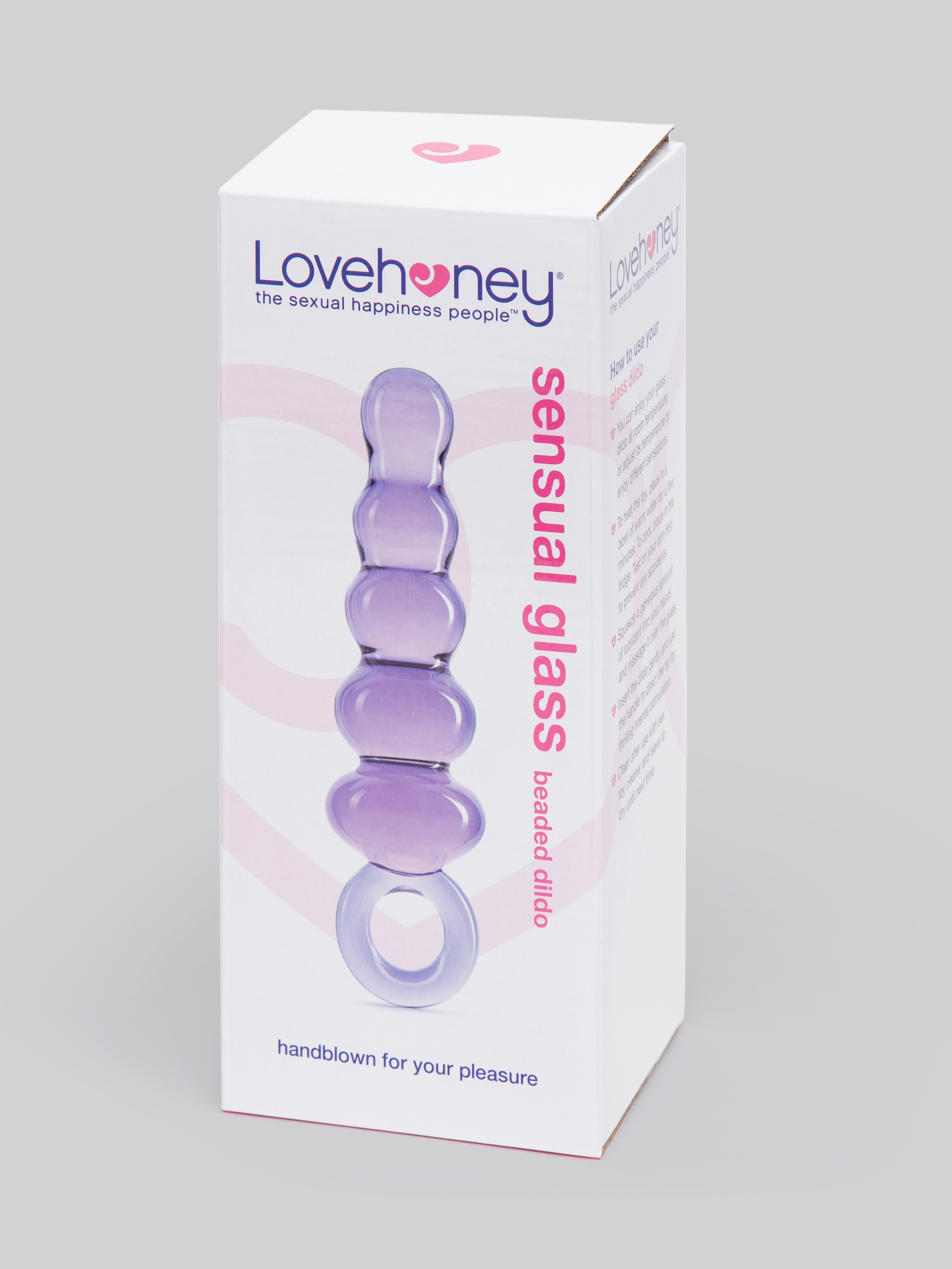 Lovehoney Beaded Sensual Glass Dildo 5 Inch, Purple, hi-res