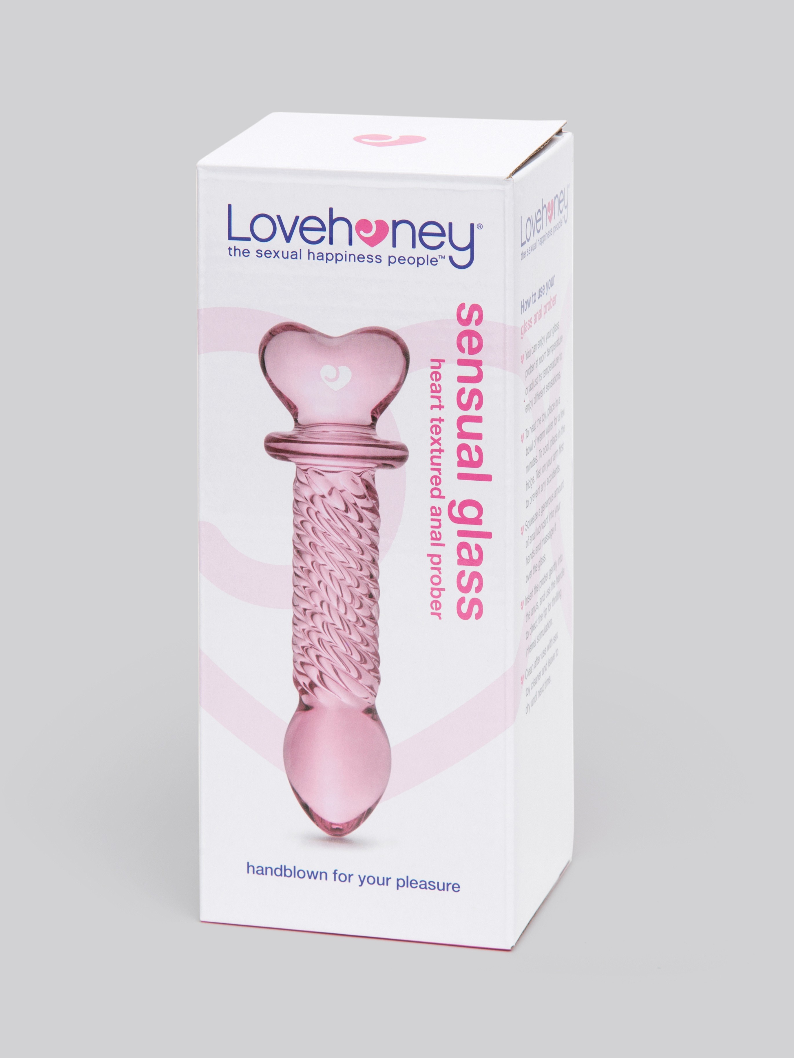 Lovehoney Heart Twist Textured Sensual Glass Anal Prober 5 Inch, Pink, hi-res