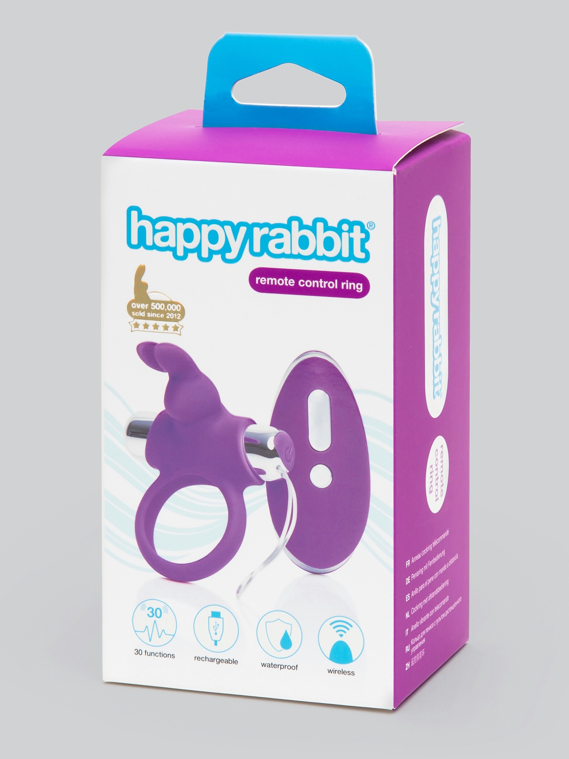 Happy Rabbit Remote Control Cock Ring, Purple, hi-res
