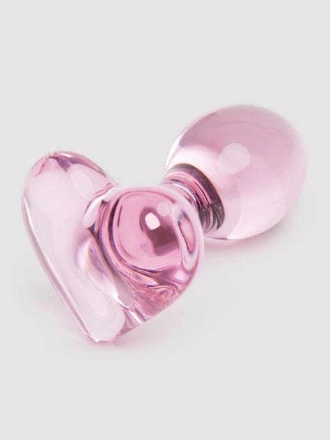Lovehoney Small Heart Glass Butt Plug 3 Inch, Pink, hi-res