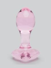 Lovehoney Small Heart Glass Butt Plug 3 Inch, Pink, hi-res
