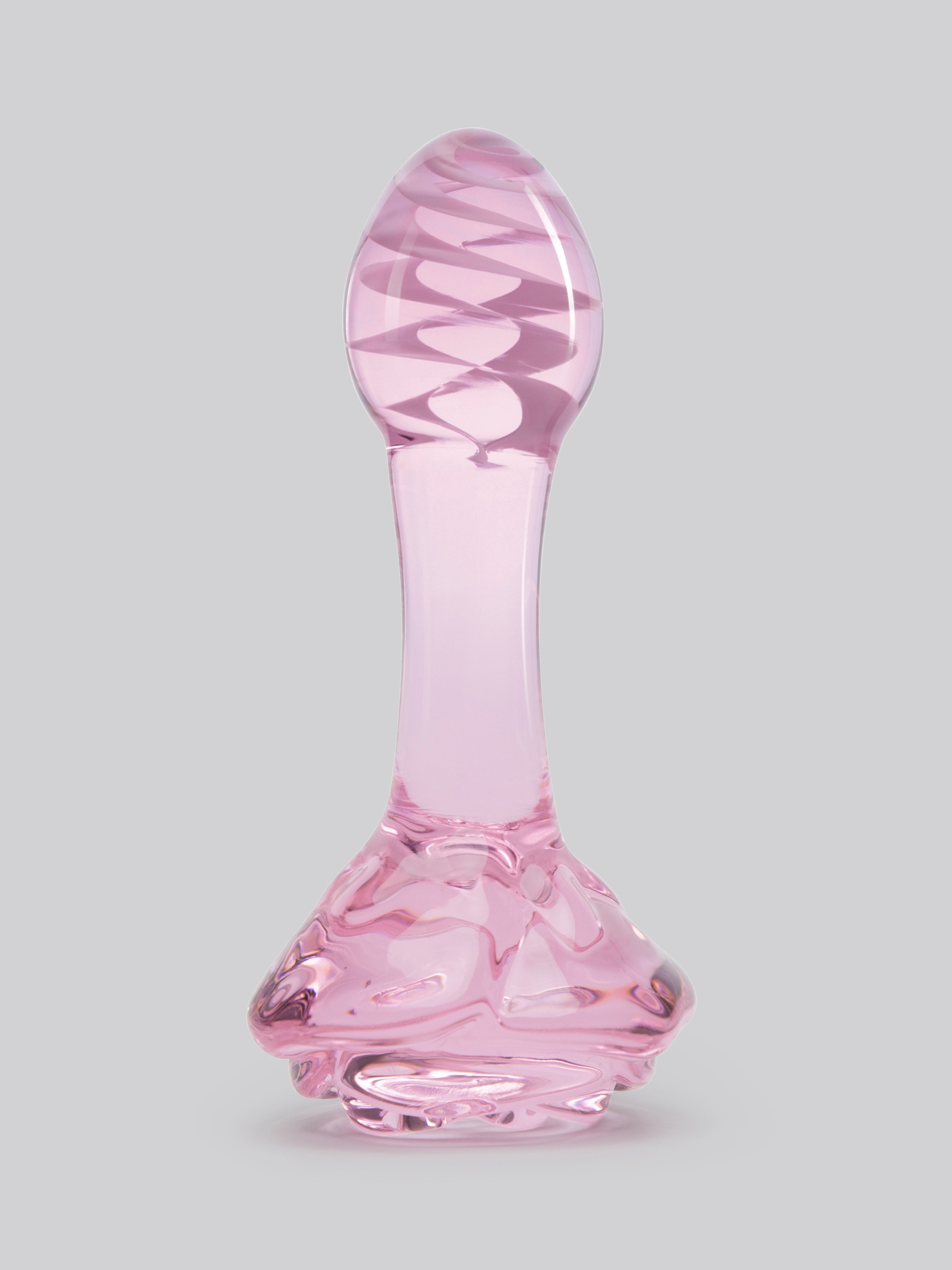 Lovehoney Full Bloom Small Rose Glass Butt Plug 3.5 Inch, Pink, hi-res