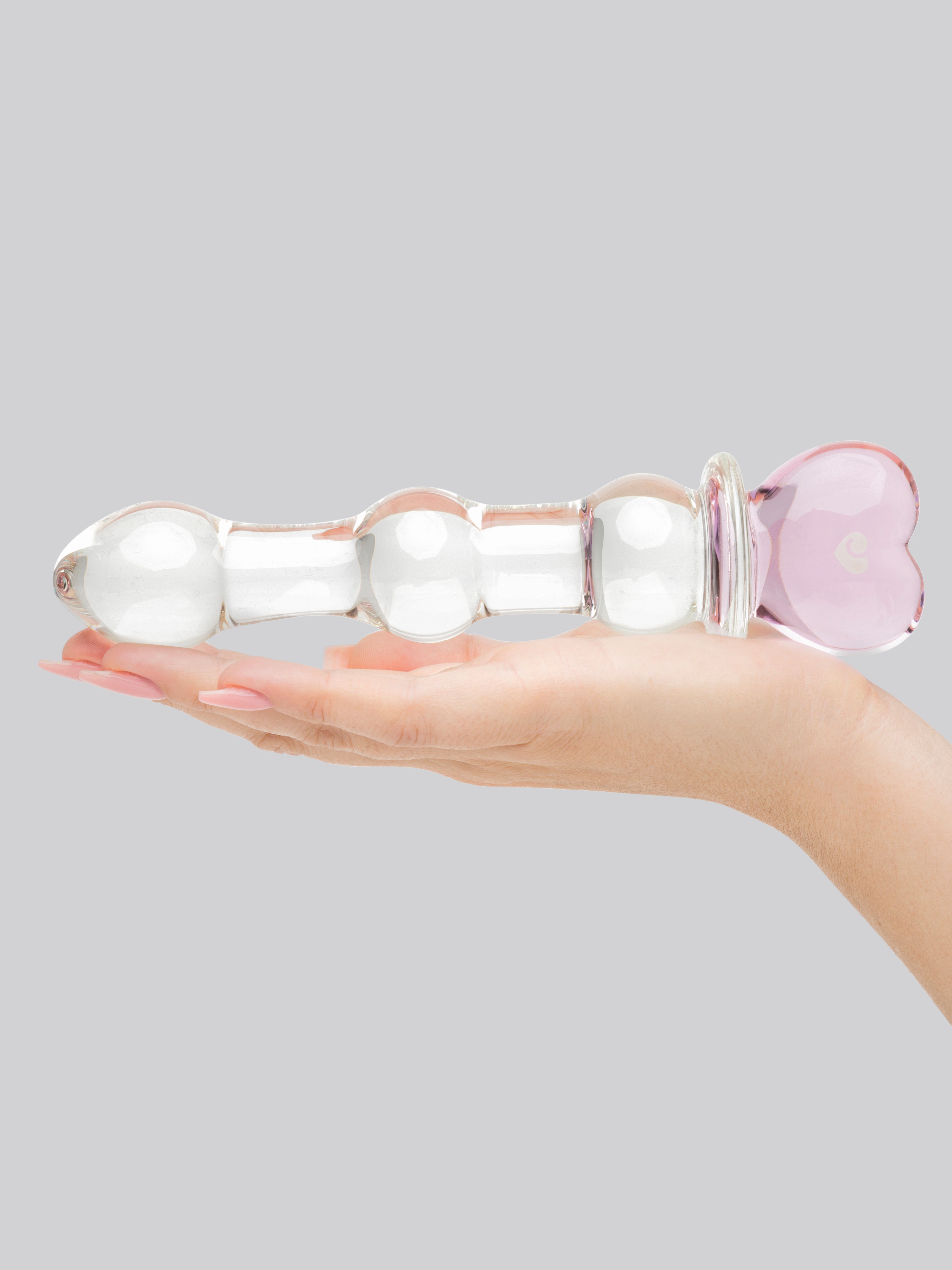 Lovehoney Crystal Heart Wavy Glass Dildo 6 Inch, Clear, hi-res