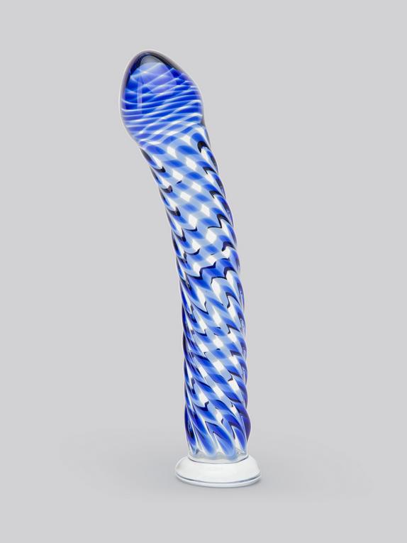 Gode verre texturé spirale bleu, Lovehoney, Bleu, hi-res