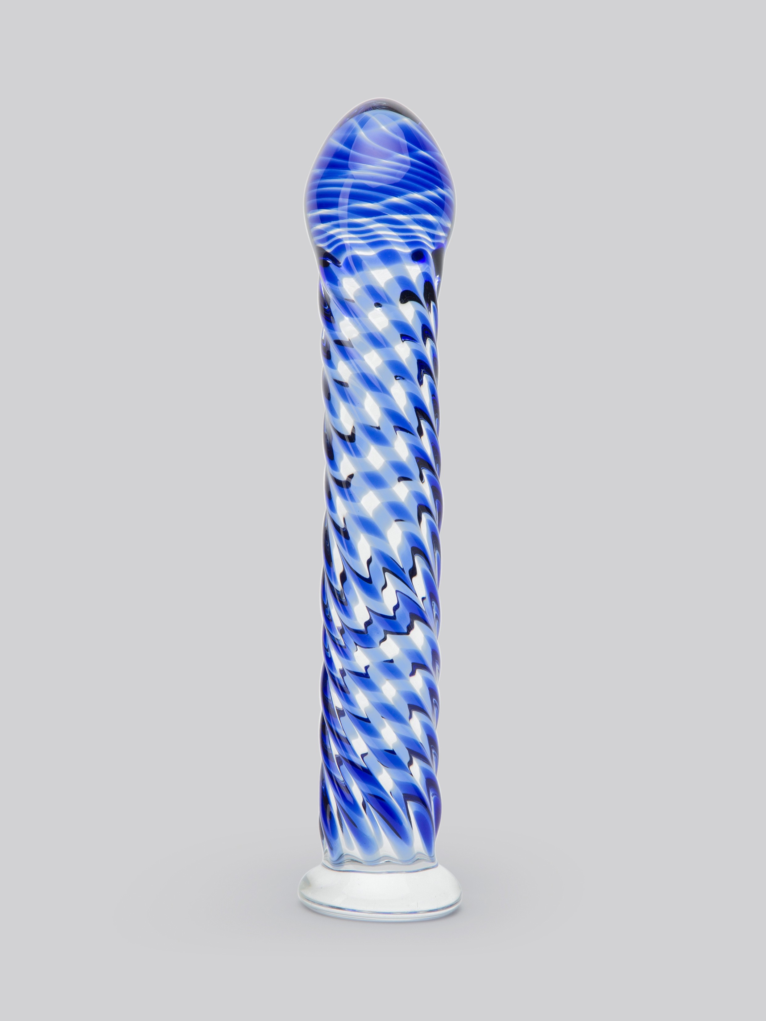 Lovehoney Blue Swirl Textured Sensual Glass Dildo, Blue, hi-res
