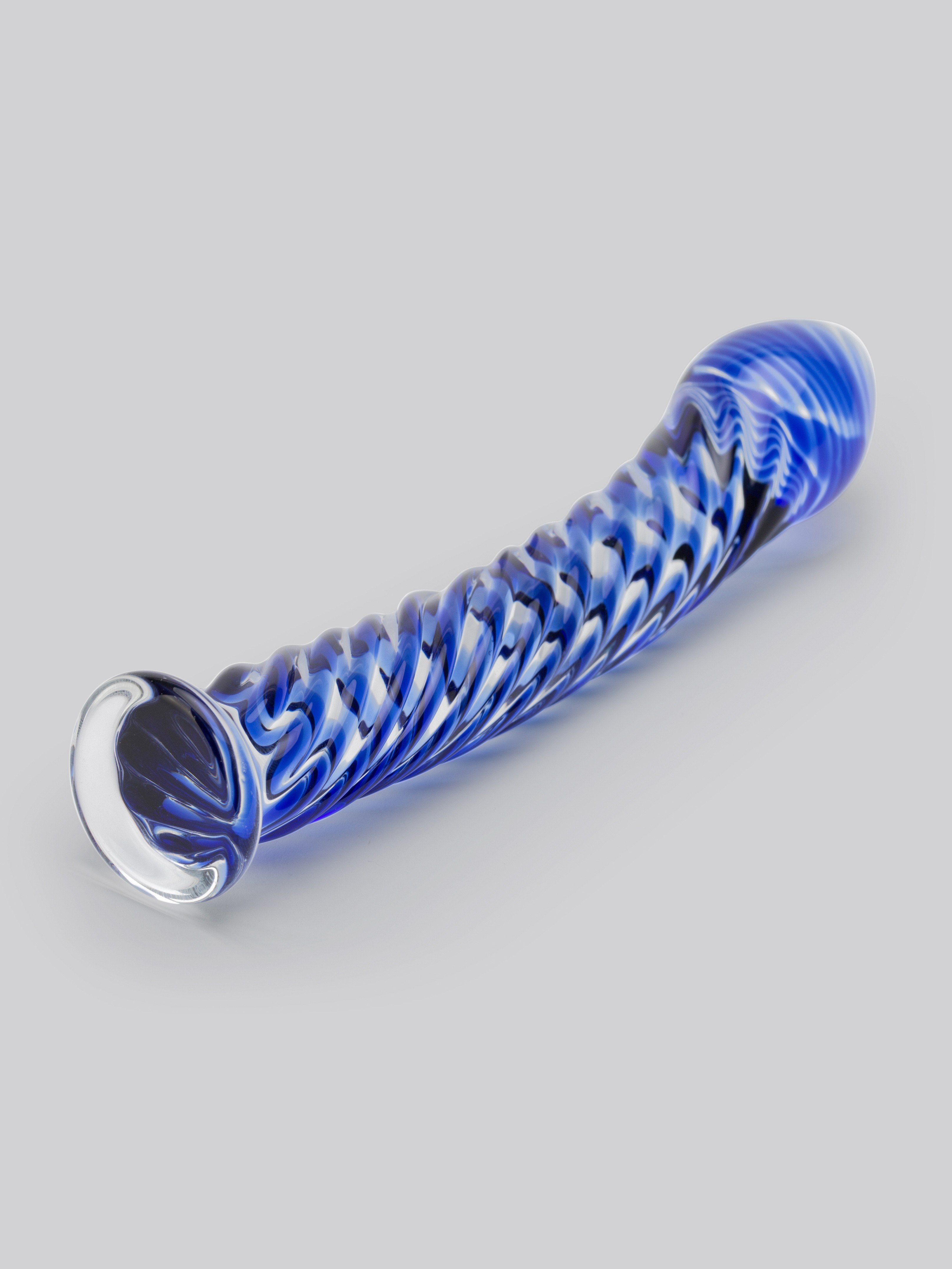 Lovehoney Blue Swirl Textured Sensual Glass Dildo, Blue, hi-res