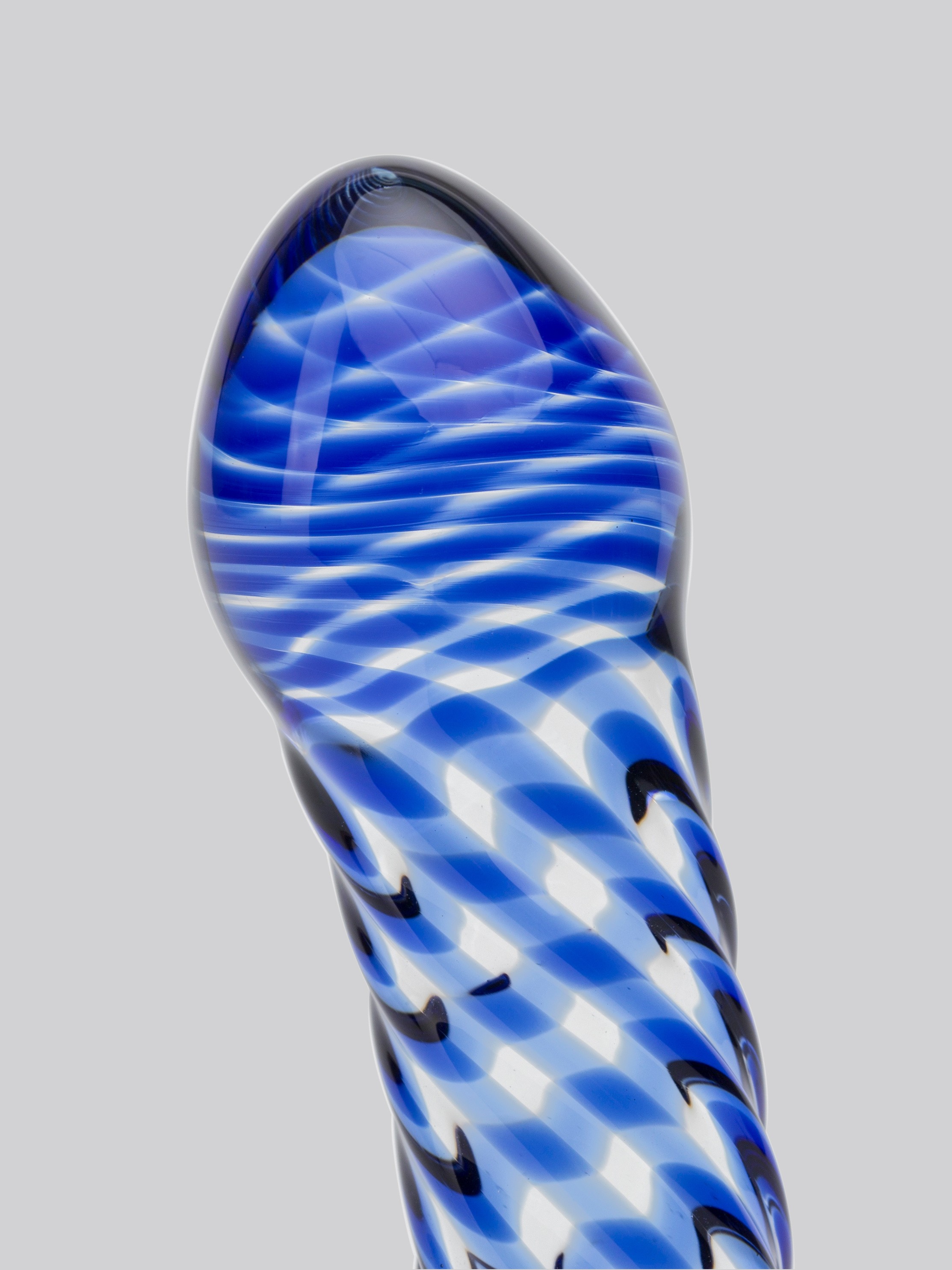 Lovehoney Blue Swirl Textured Sensual Glass Dildo, Blue, hi-res