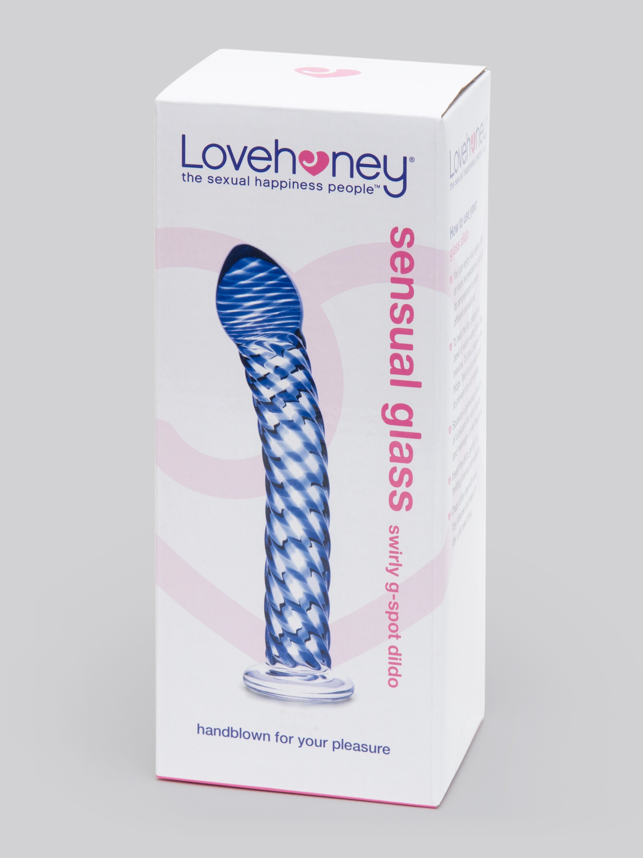 Lovehoney Blue Swirl Textured Sensual Glass Dildo, Blue, hi-res