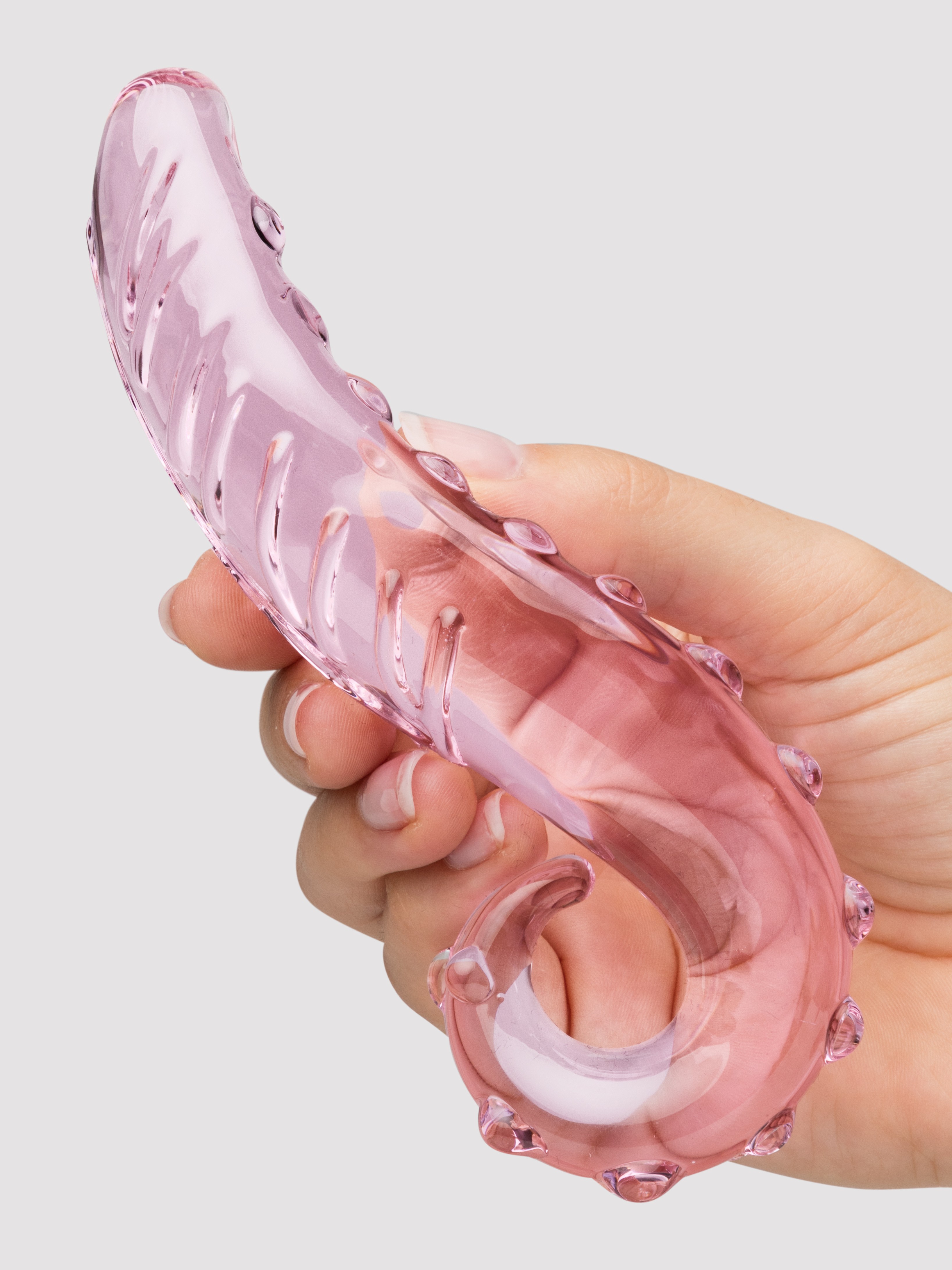 Lovehoney Tentacle Textured Sensual Glass Dildo, Pink, hi-res