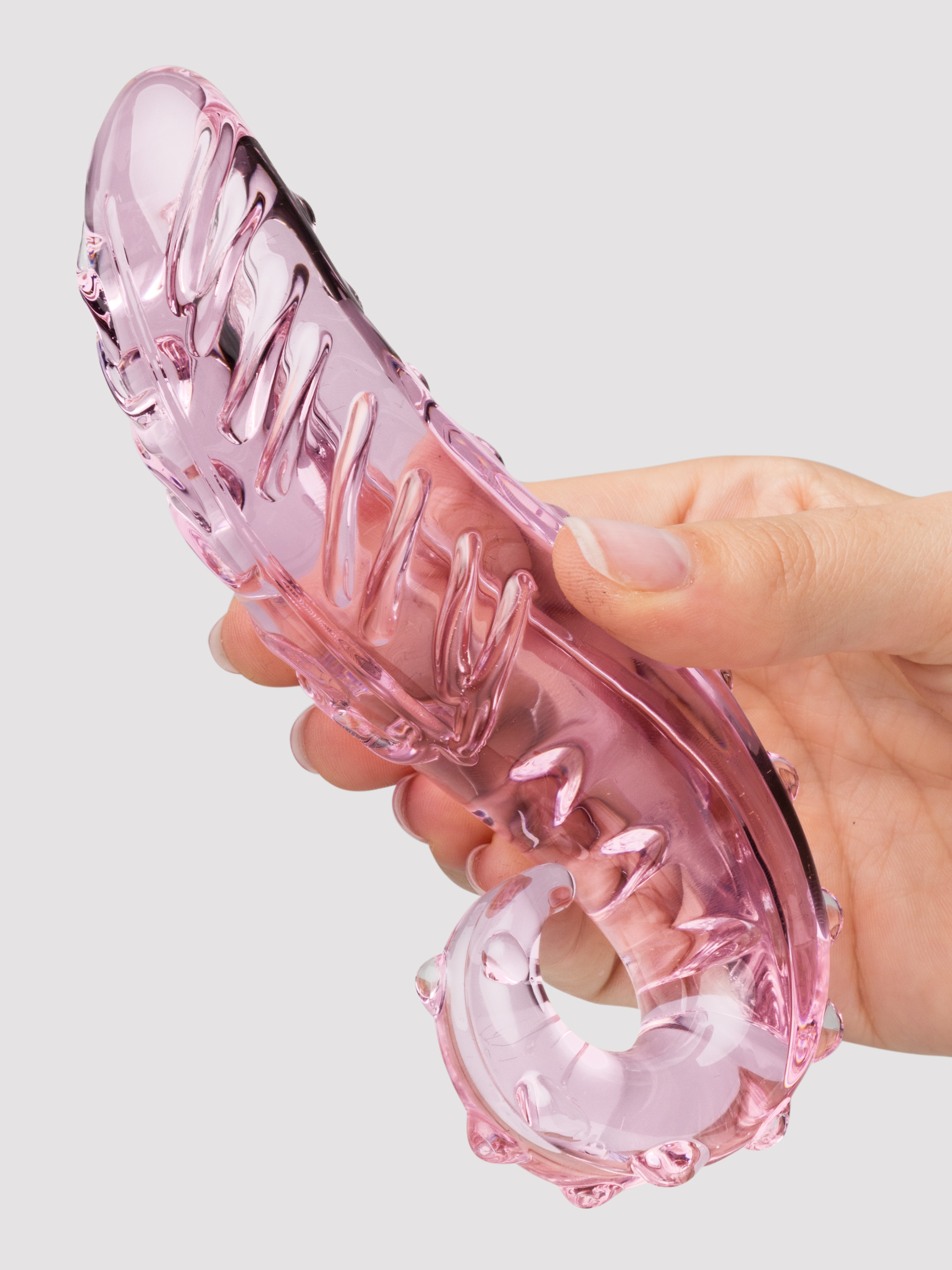 Lovehoney Tentacle Textured Sensual Glass Dildo, Pink, hi-res