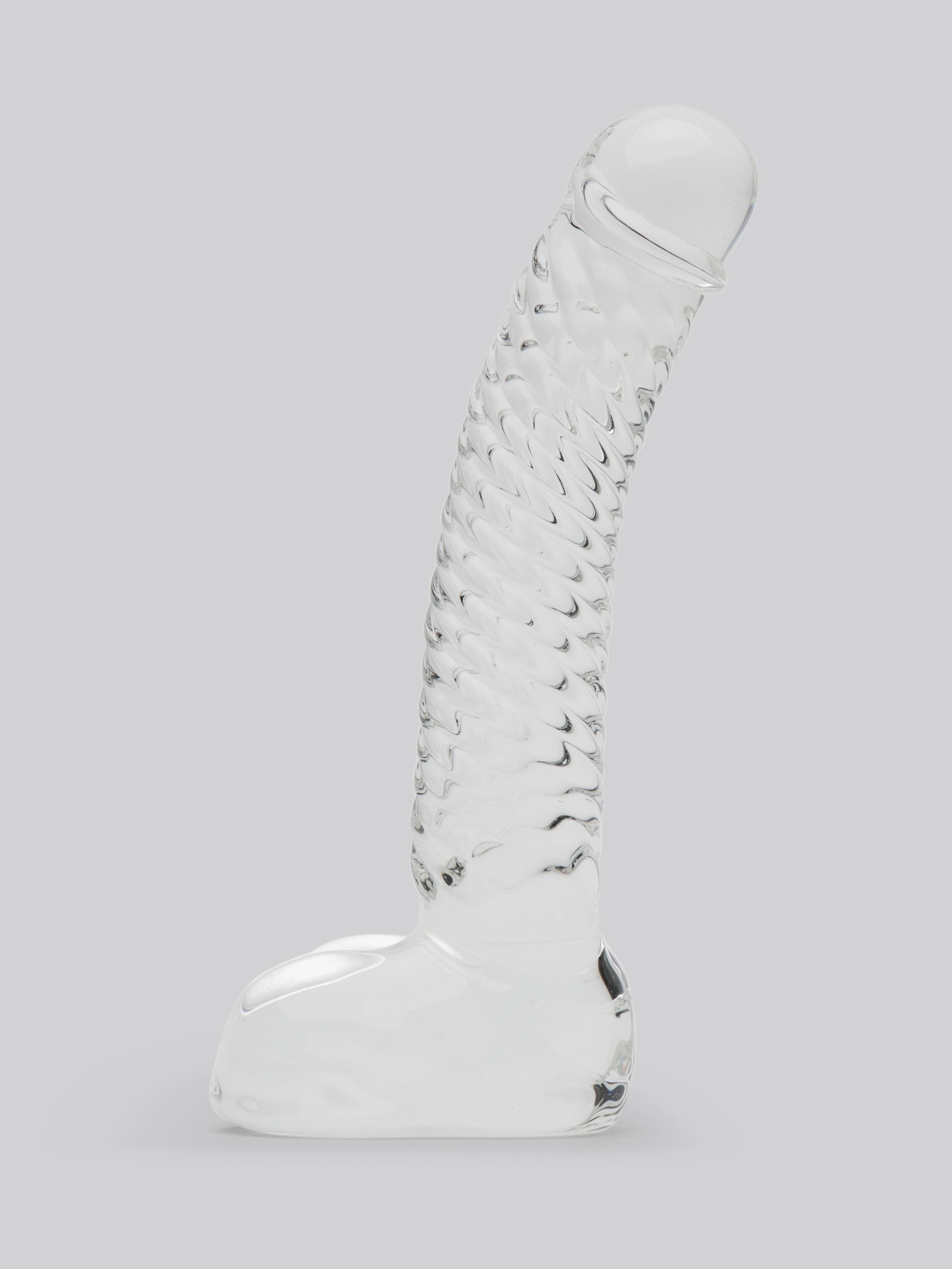 Lovehoney Realistic Textured Sensual Glass Dildo with Balls, Clear, hi-res