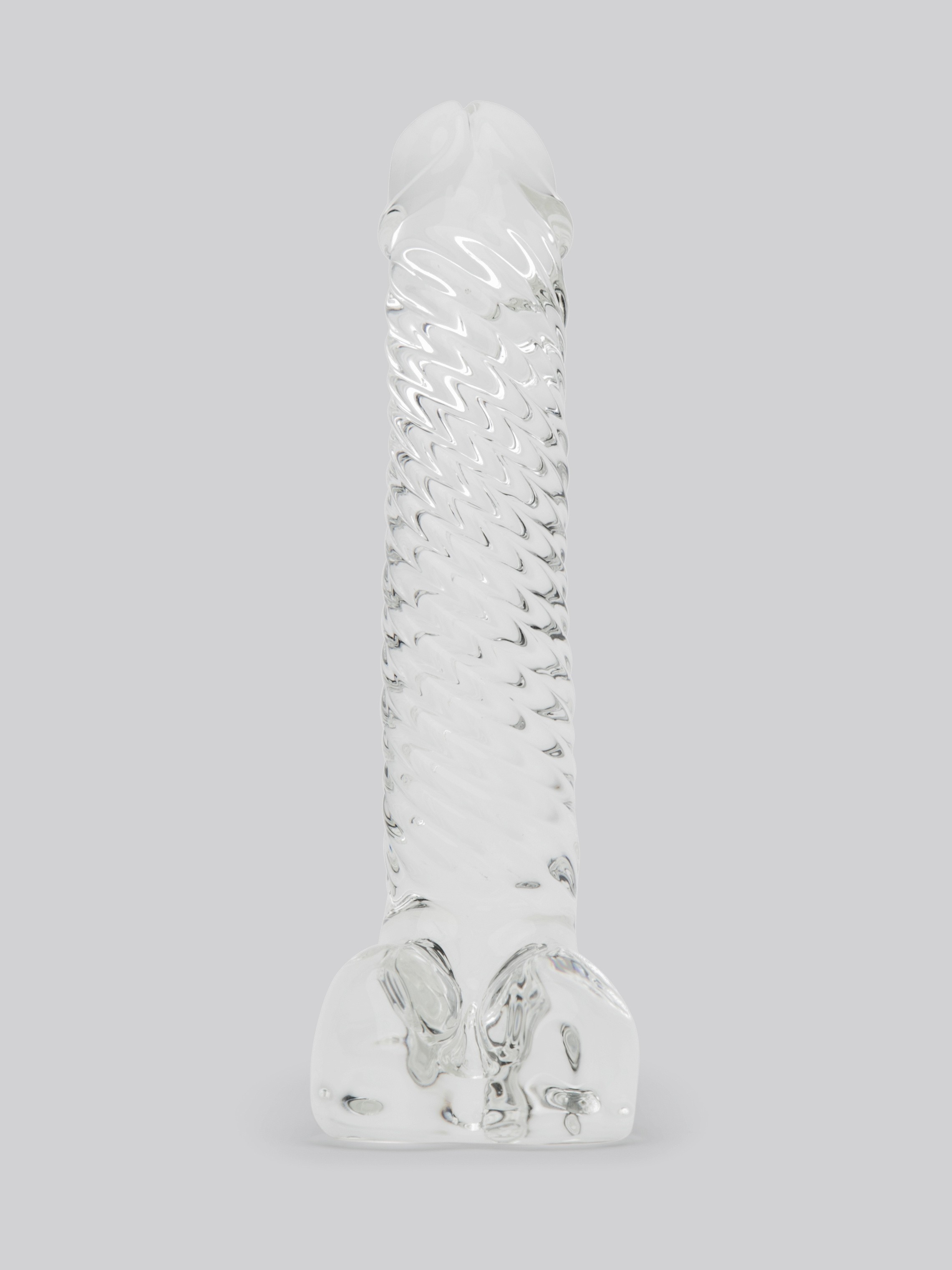 Lovehoney Realistic Textured Sensual Glass Dildo with Balls, Clear, hi-res