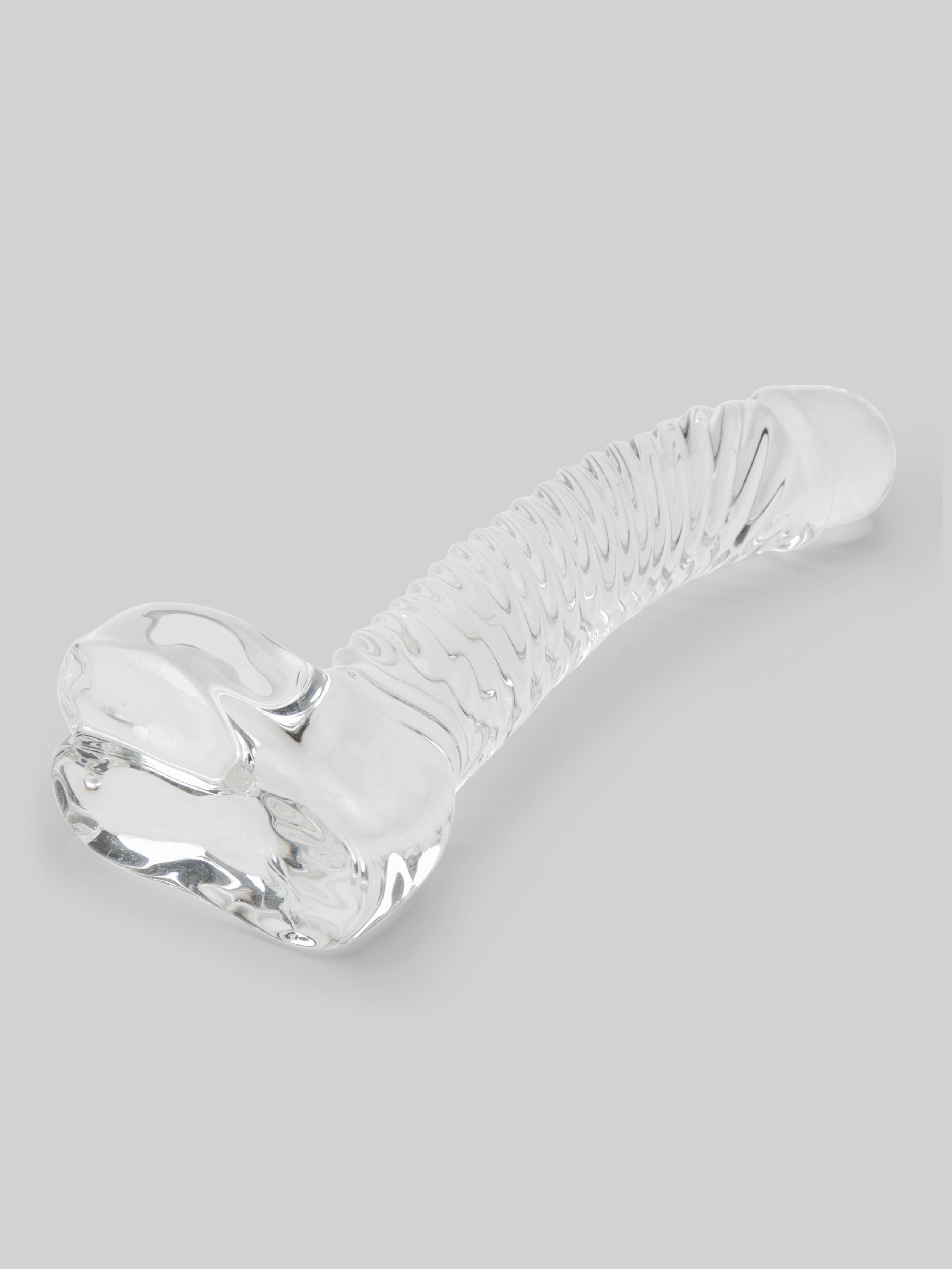 Lovehoney Realistic Textured Sensual Glass Dildo with Balls, Clear, hi-res