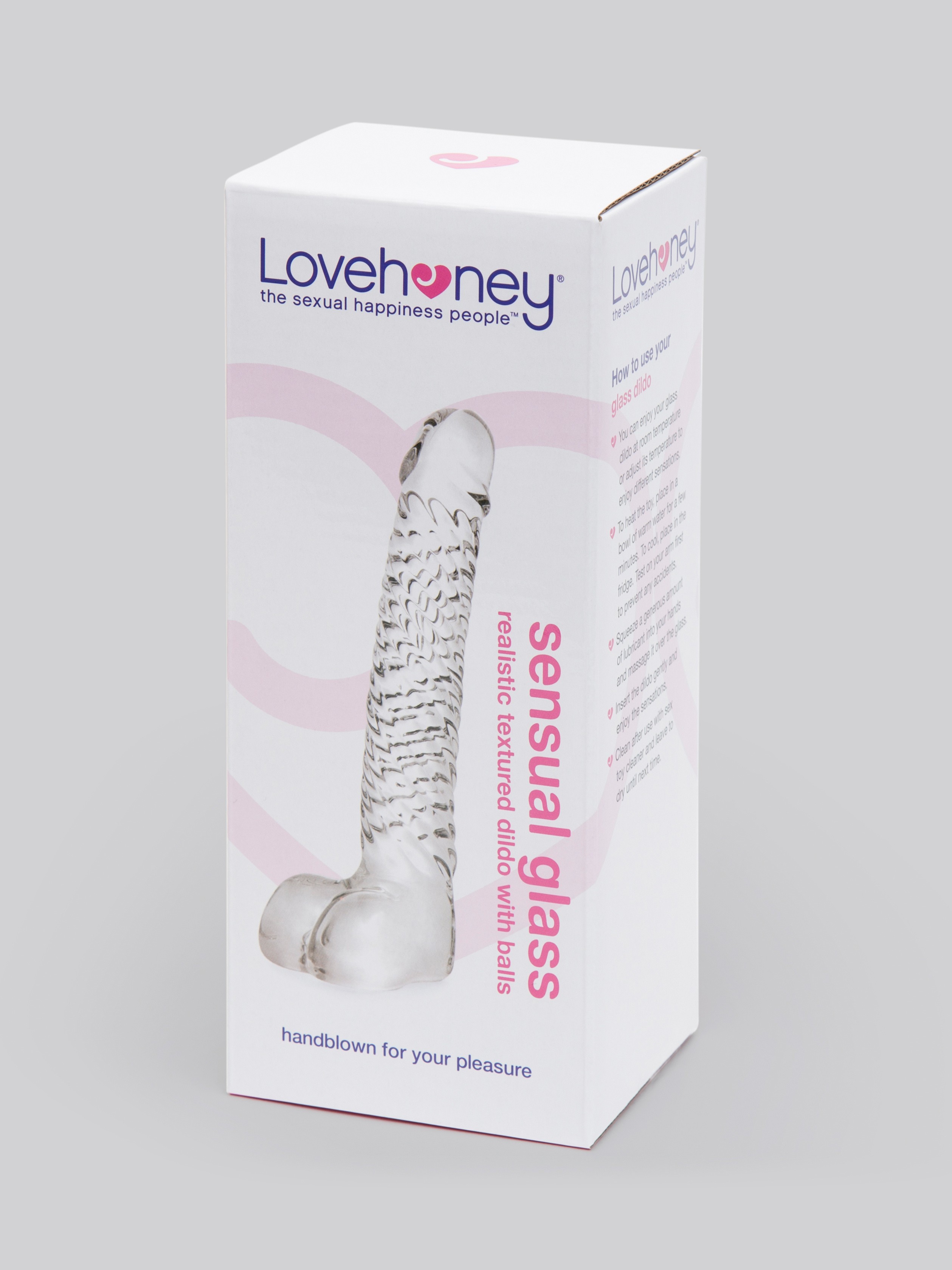 Lovehoney Realistic Textured Sensual Glass Dildo with Balls, Clear, hi-res