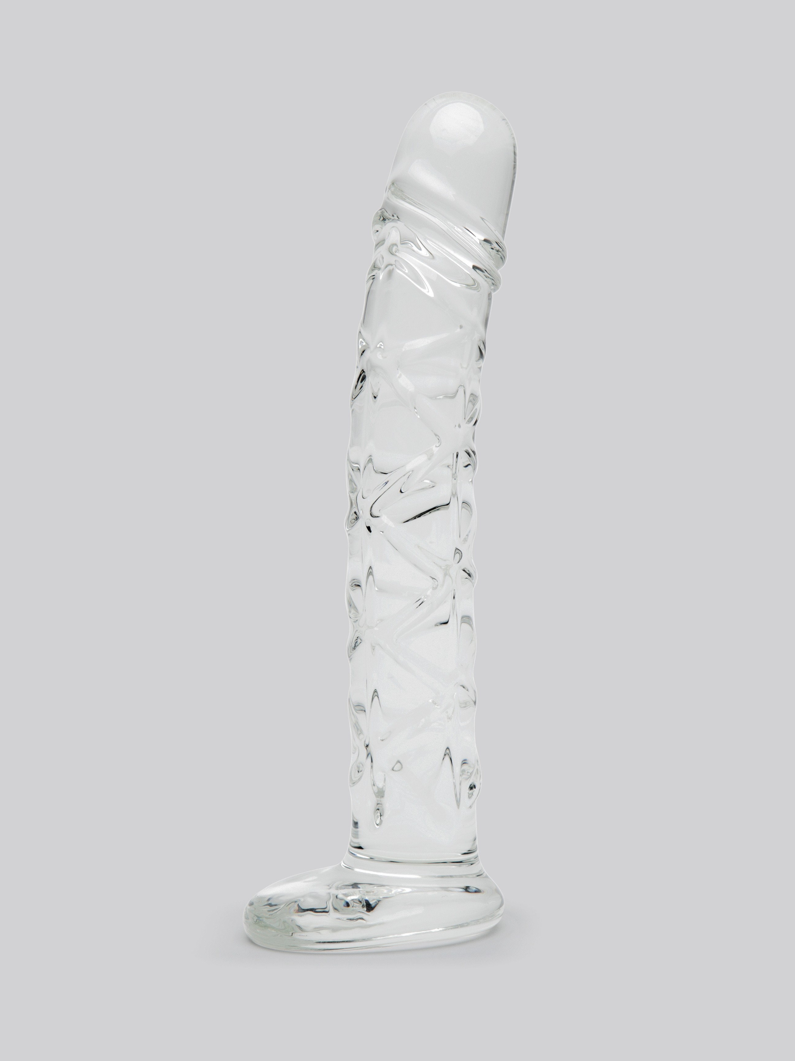 Lovehoney Slimline Realistic Textured Sensual Glass Dildo 6.5 Inch, Clear, hi-res