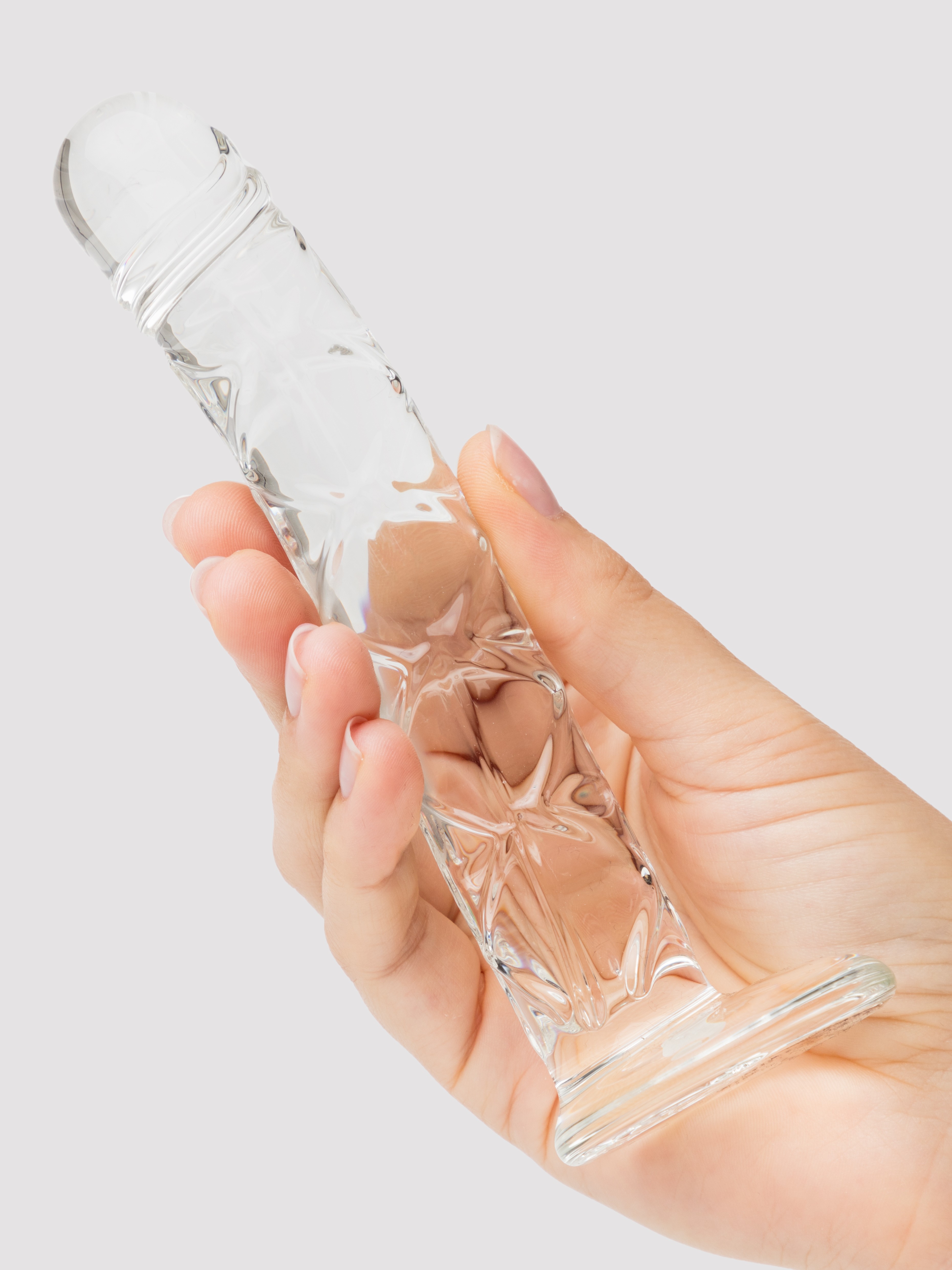 Lovehoney Slimline Realistic Textured Sensual Glass Dildo 6.5 Inch, Clear, hi-res