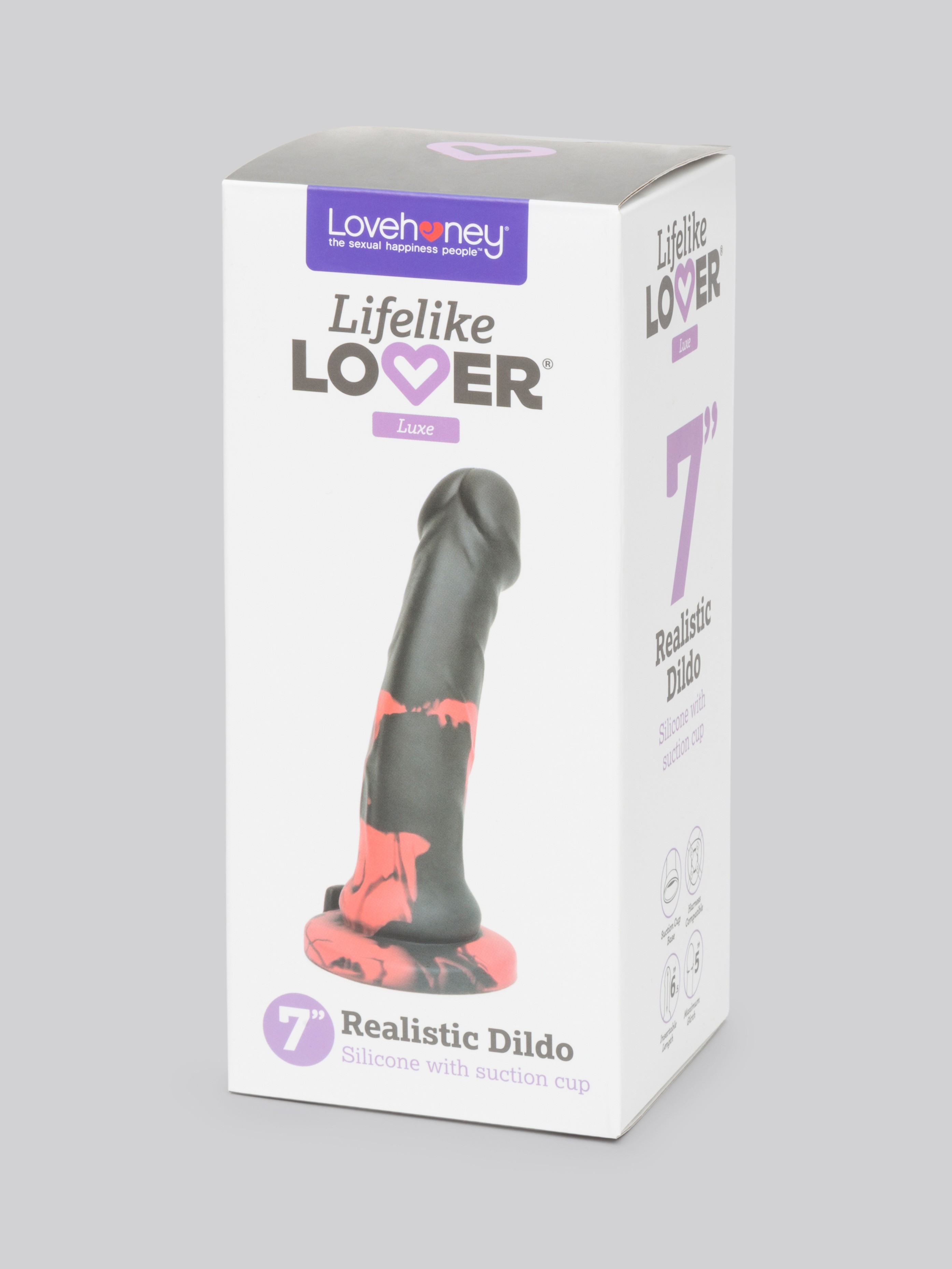 Lifelike Lover Luxe Realistic Multicoloured Silicone Dildo 7 Inch, Black, hi-res