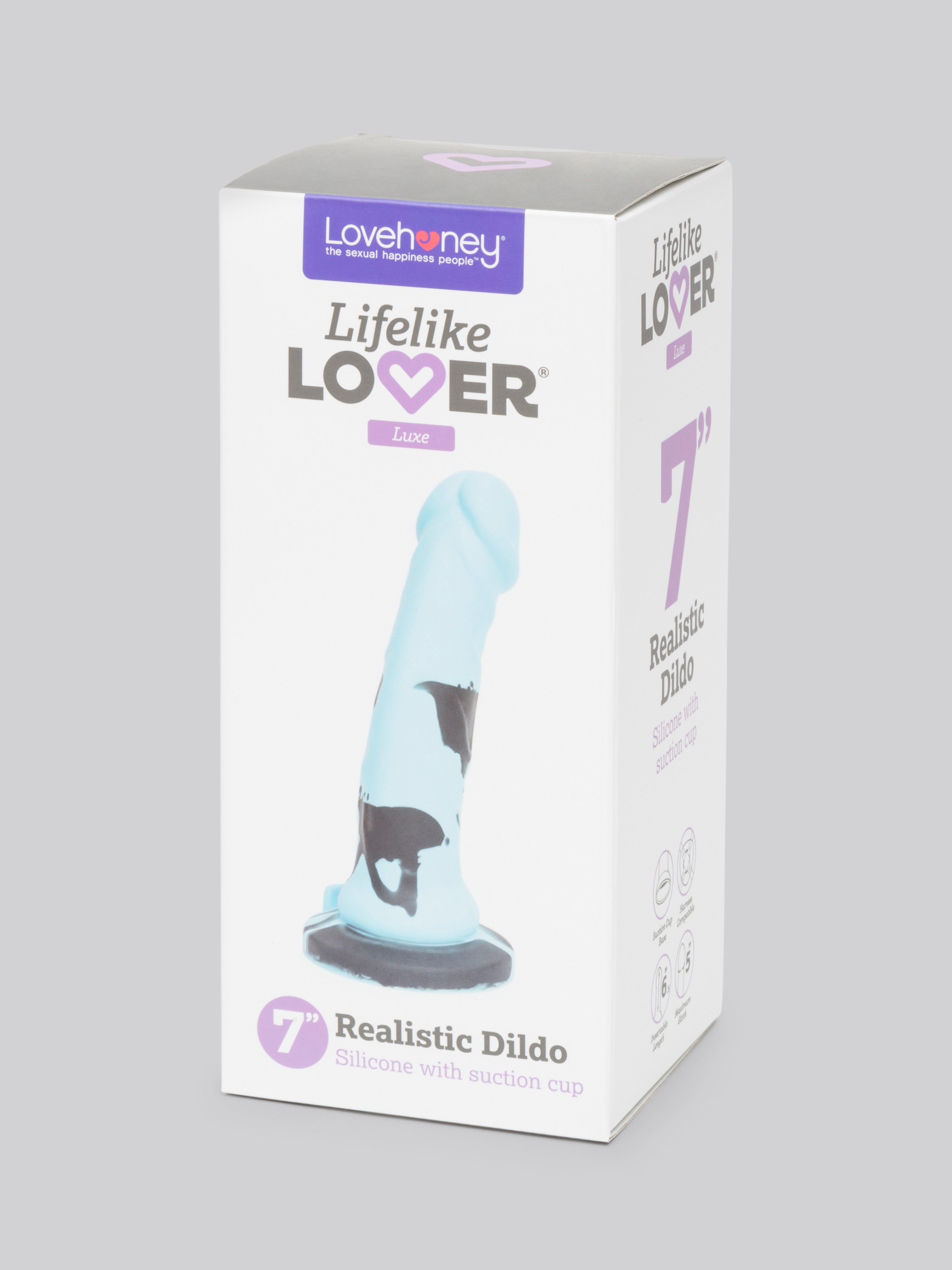 Lifelike Lover Luxe Realistic Multicoloured Silicone Dildo 7 Inch, Blue, hi-res