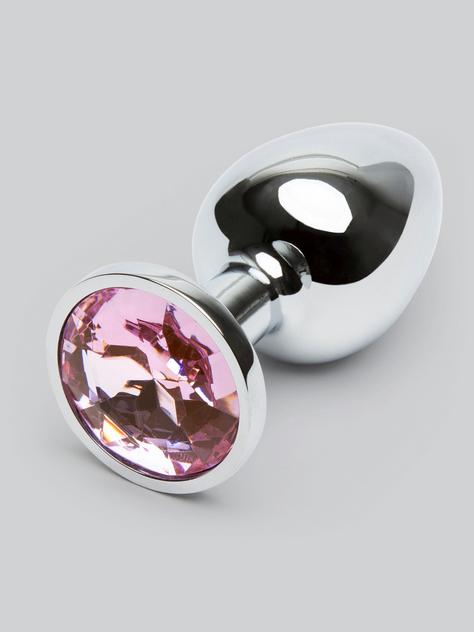 Lovehoney Silver Jeweled Metal Butt Plug 2.5 Inch, Pink, hi-res
