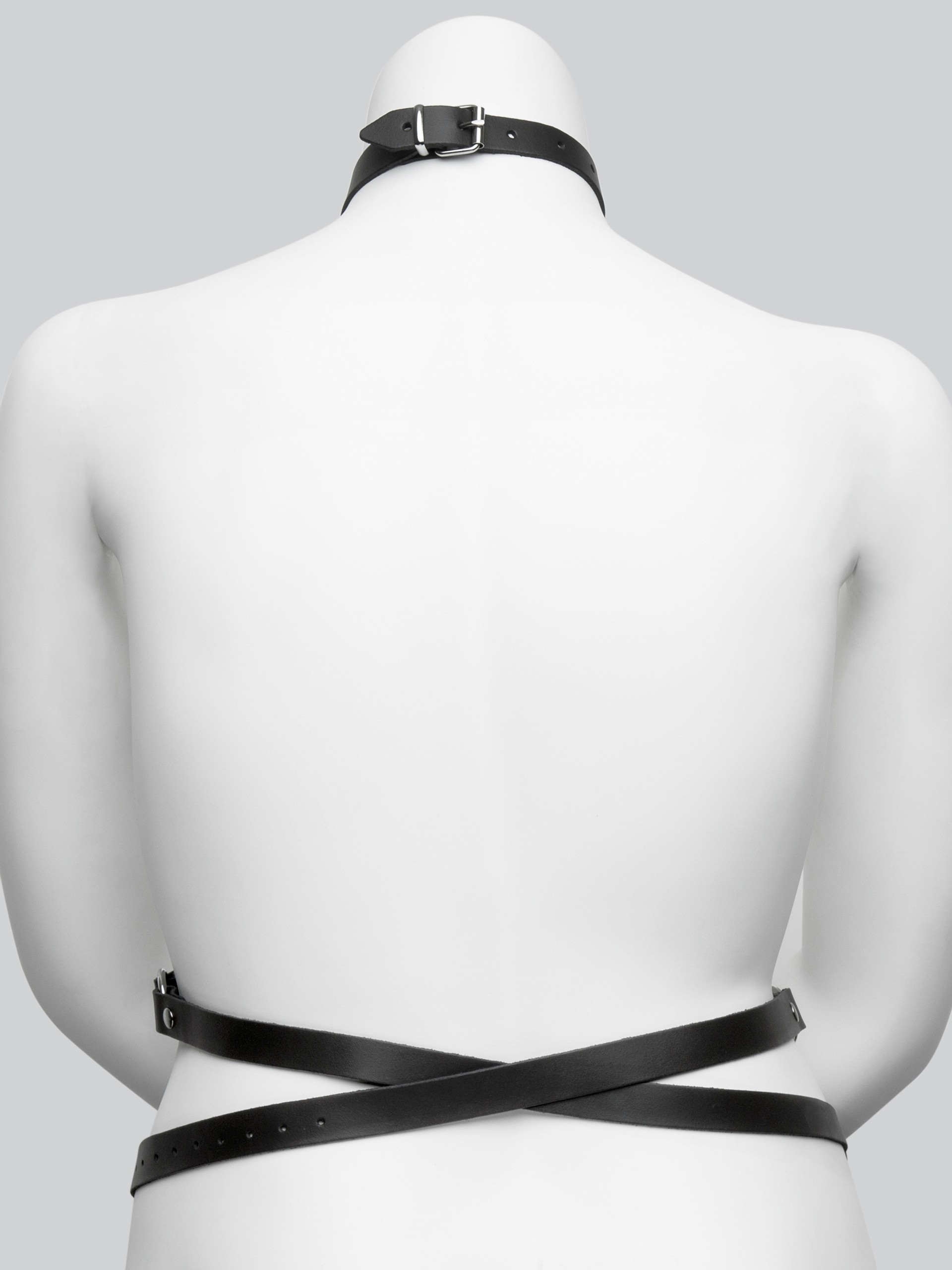 DOMINIX Deluxe Leather Plus Size Harness with Collar, Black, hi-res