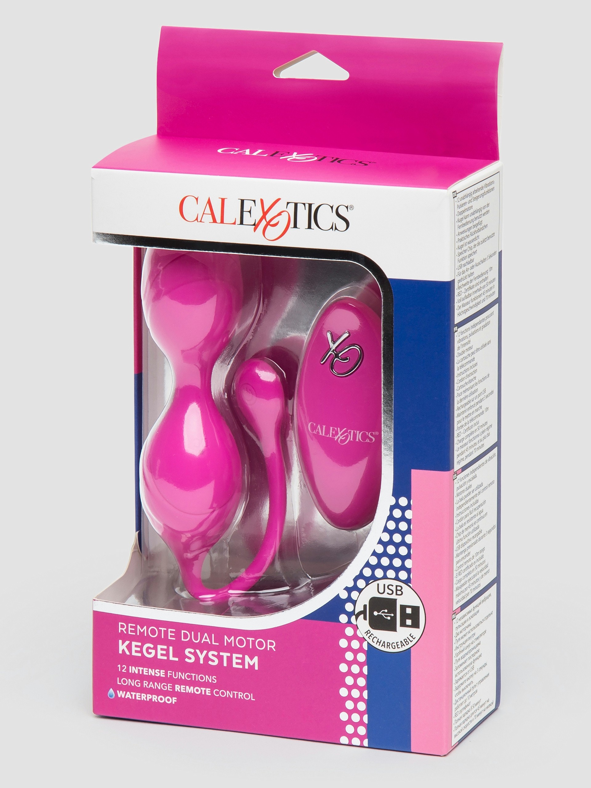 Remote Control Dual Motor Rechargeable Vibrating Kegel Balls, Pink, hi-res