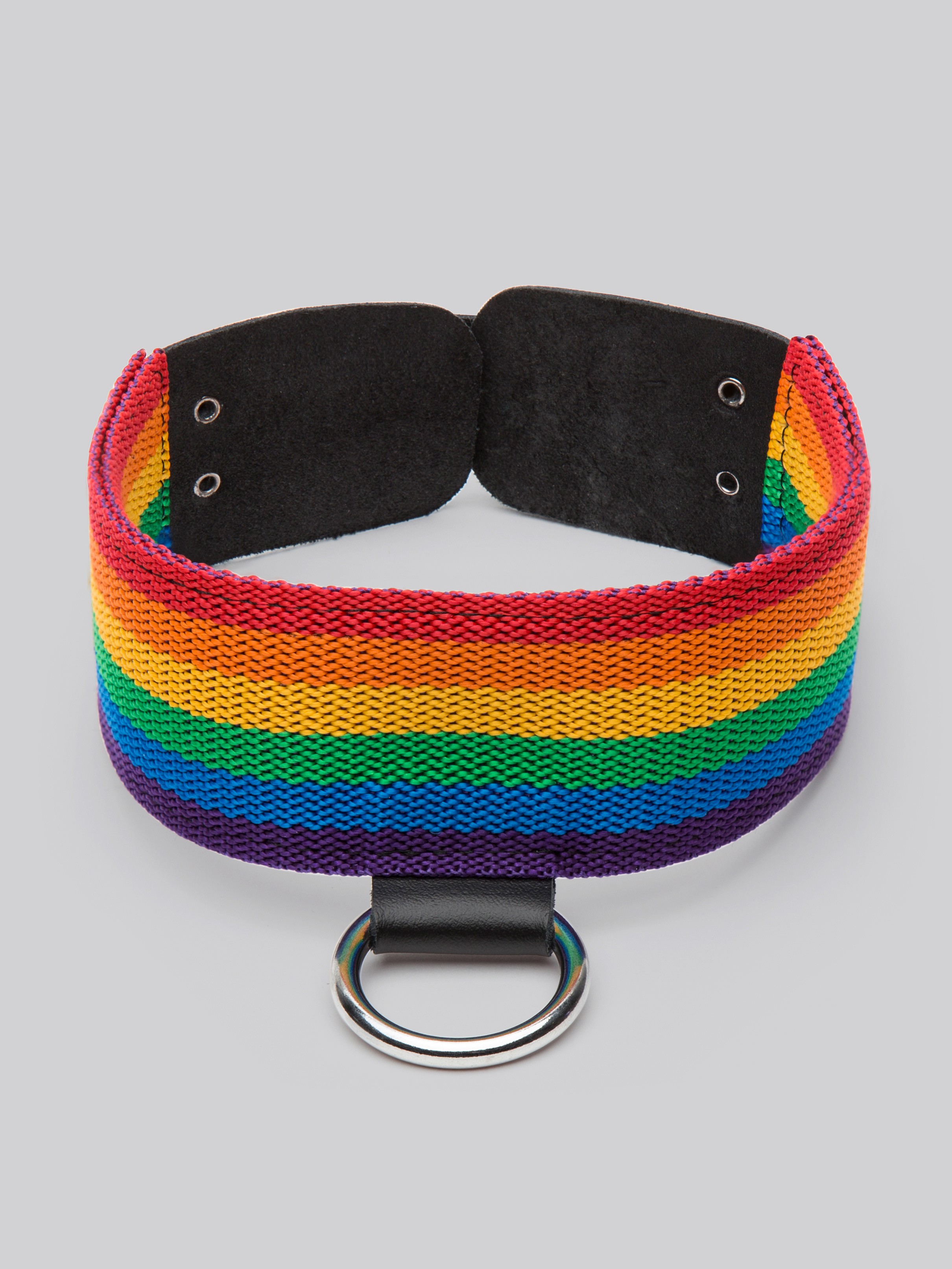 Bondage Boutique Rainbow and Leather Collar, Rainbow, hi-res