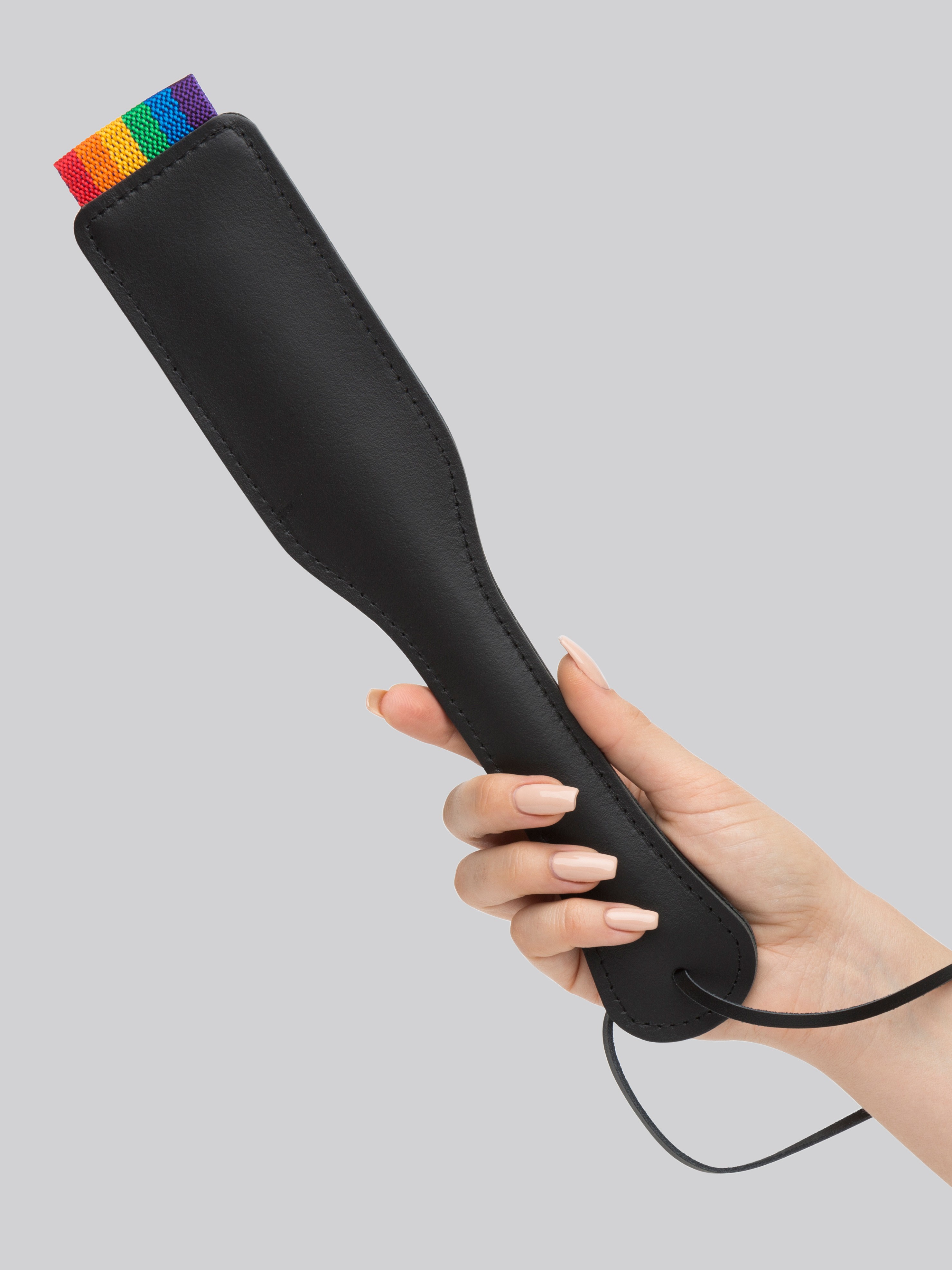 Bondage Boutique Rainbow and Leather Spanking Paddle, Rainbow, hi-res