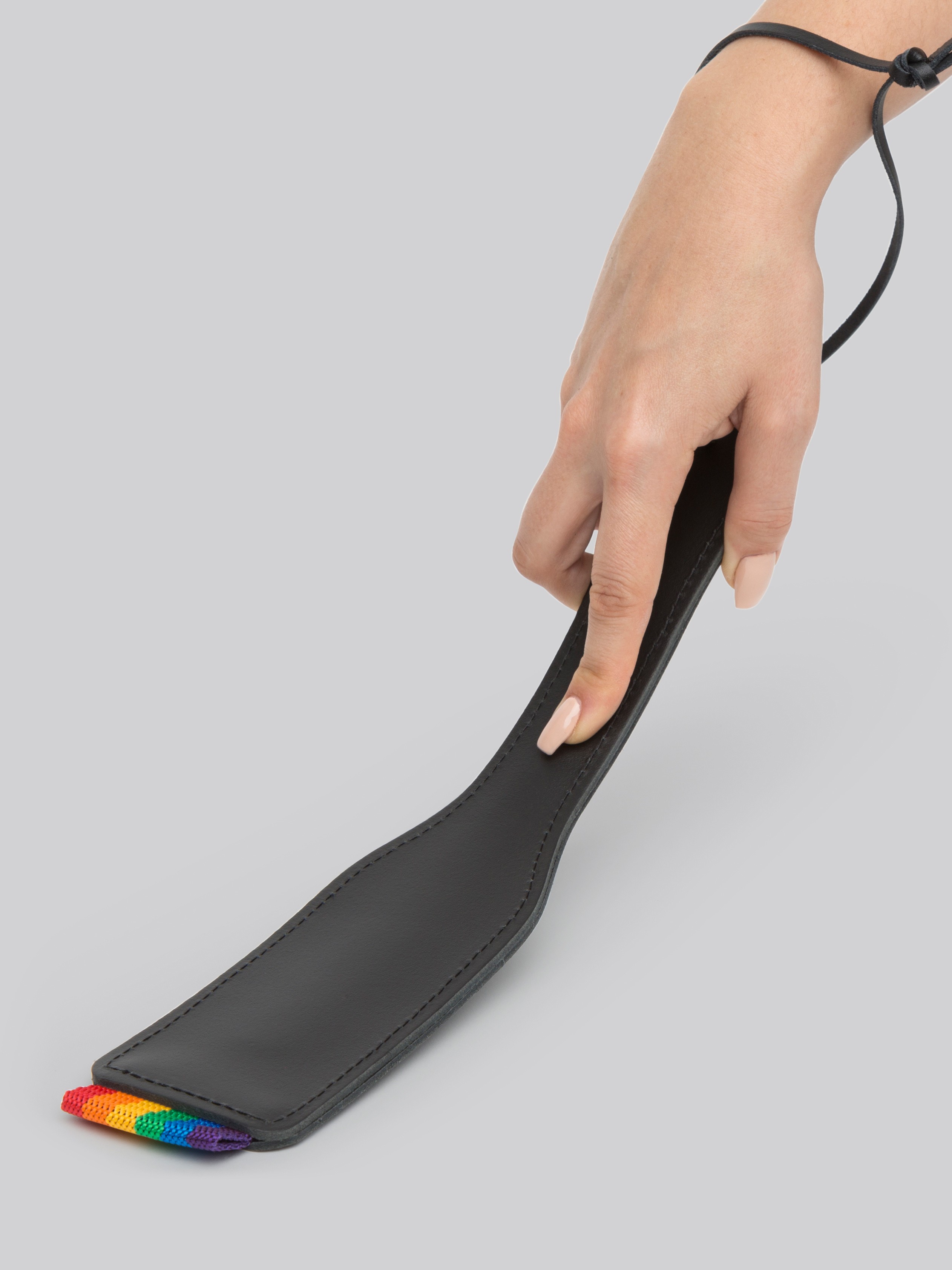 Bondage Boutique Rainbow and Leather Spanking Paddle, Rainbow, hi-res