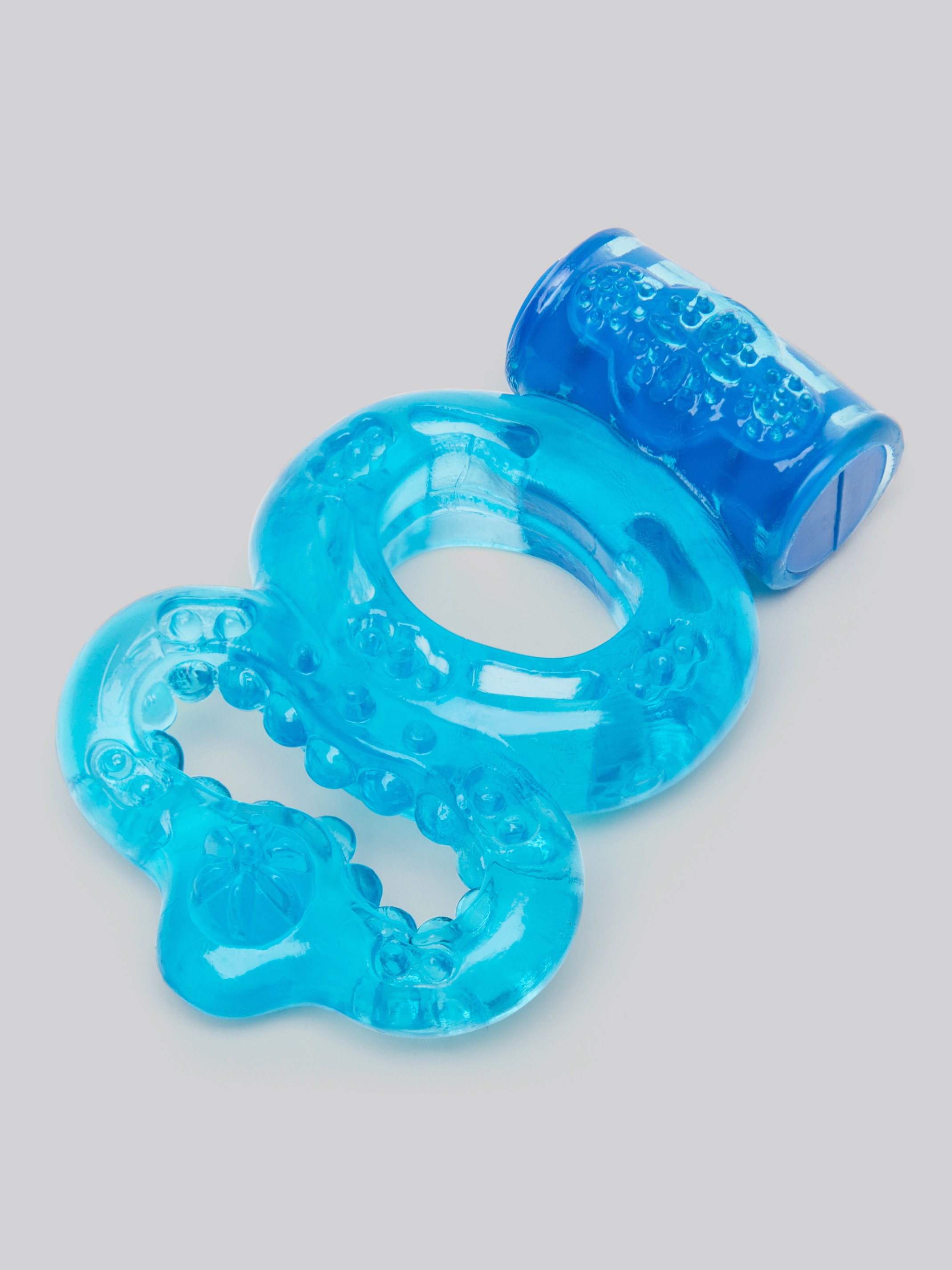 BASICS Vibrating Twin Cock Ring, Blue, hi-res