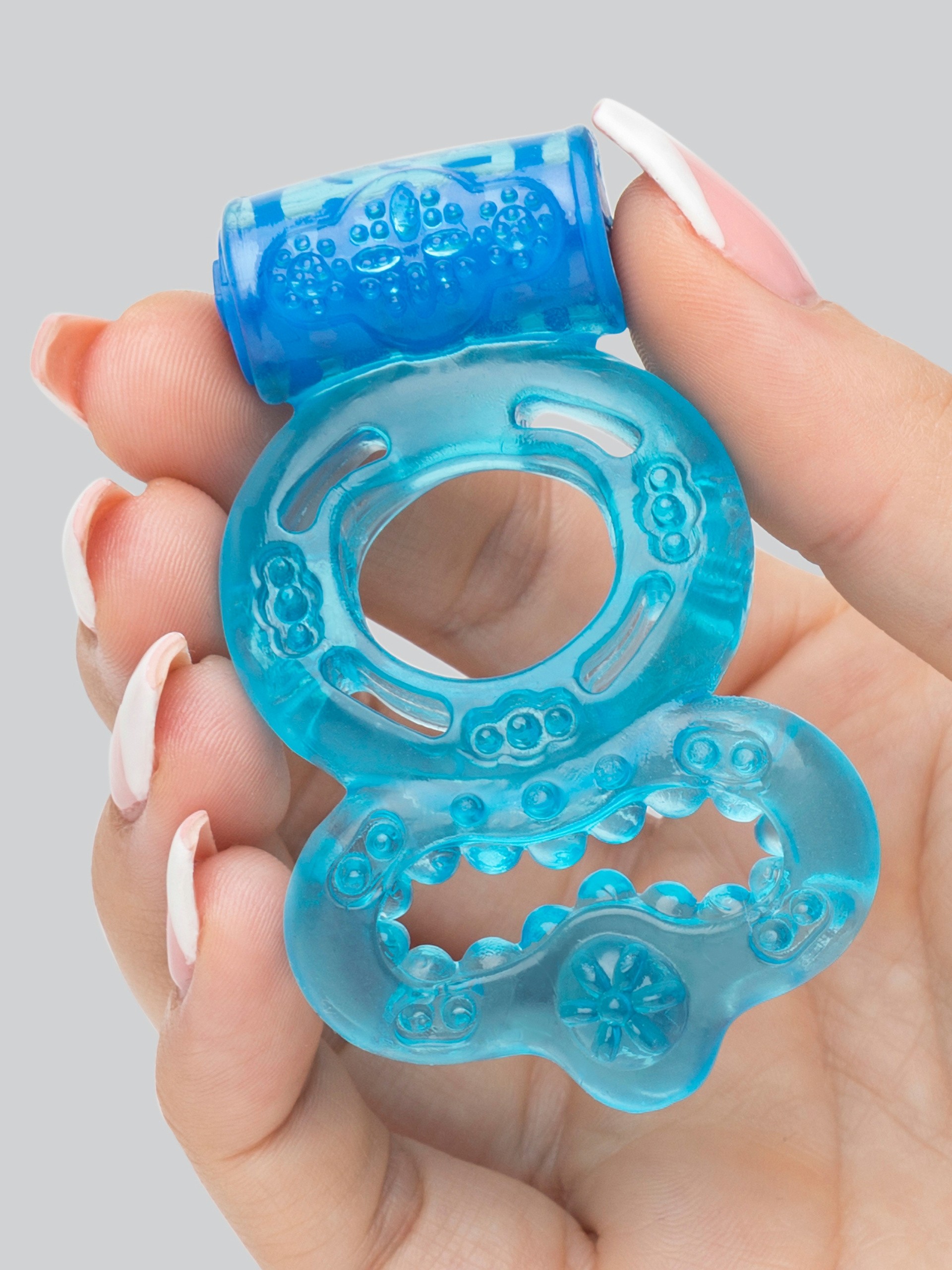 BASICS Vibrating Twin Cock Ring, Blue, hi-res