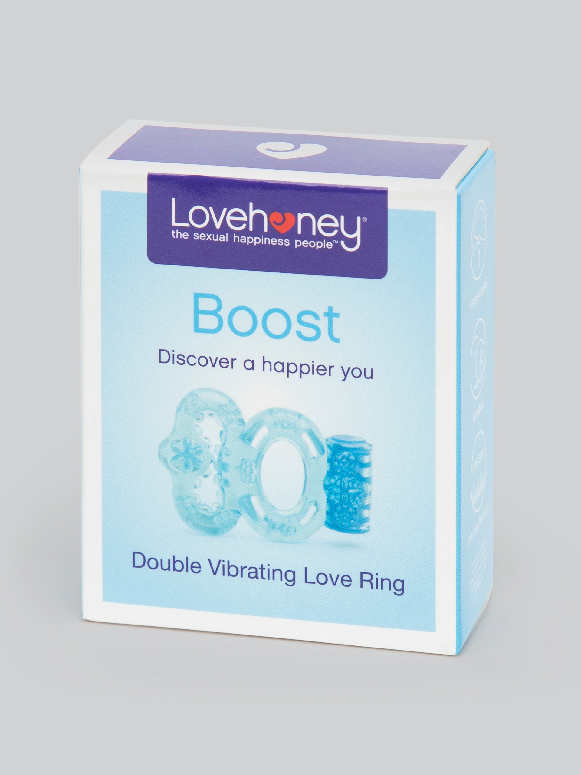 Lovehoney Boost Double Vibrating Love Ring, Blue, hi-res