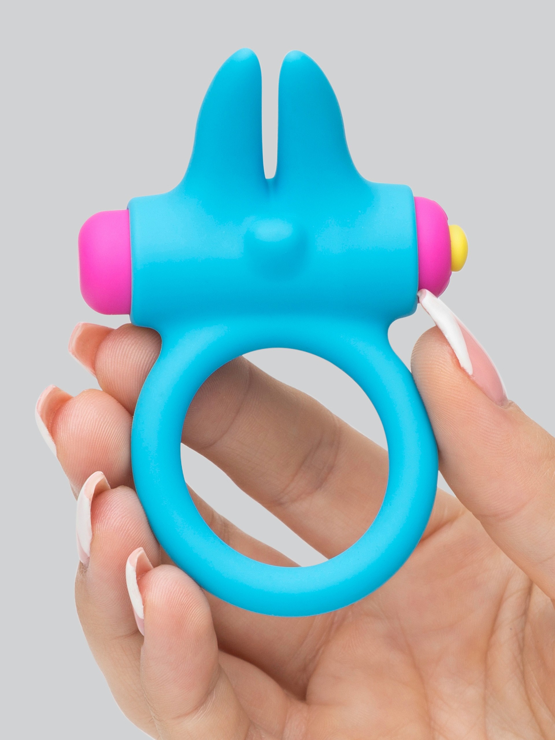 Lovehoney Excite 10 Function Rabbit Love Ring , Blue, hi-res