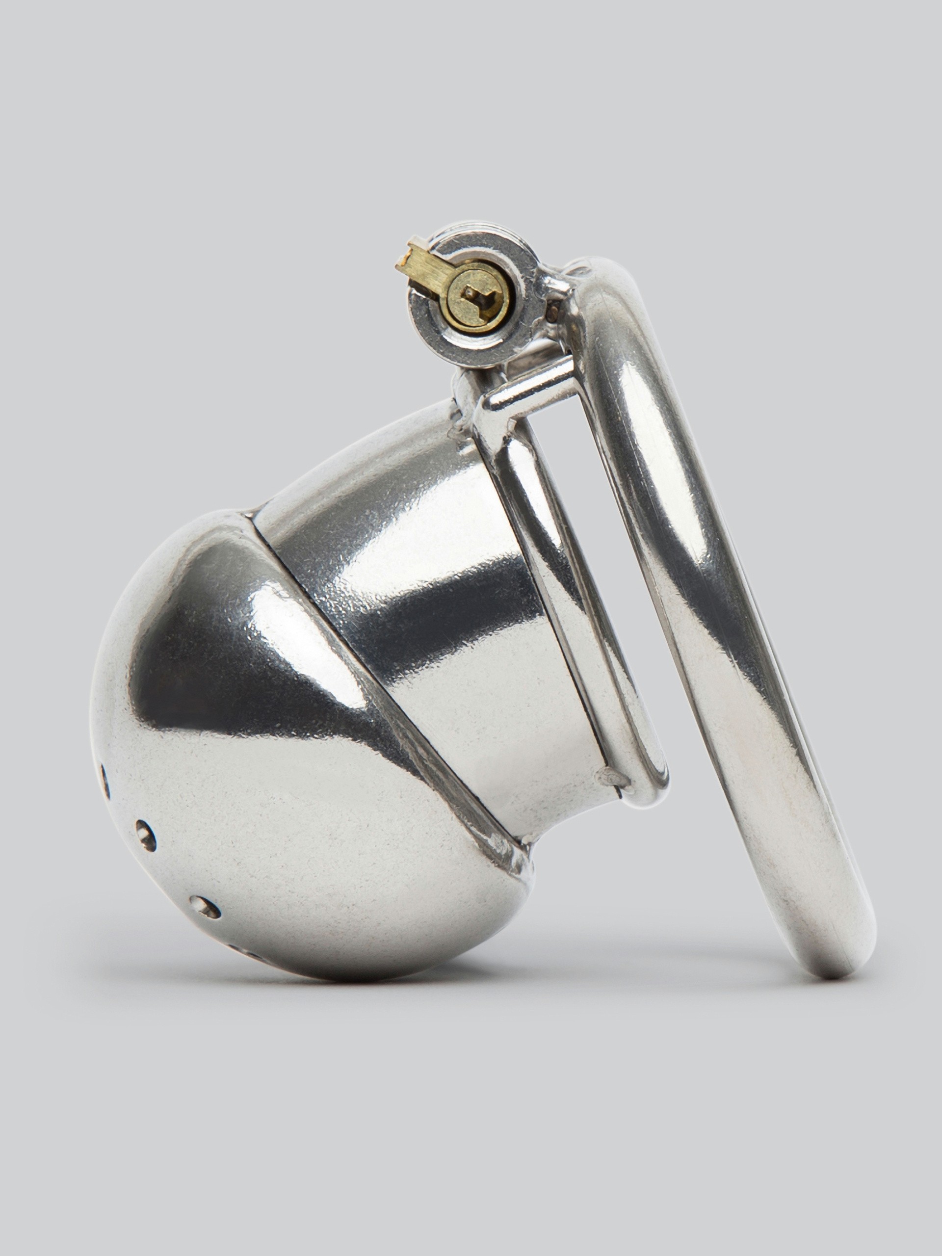 Master Series Exile Stainless Steel Locking Chastity Cage, Silver, hi-res