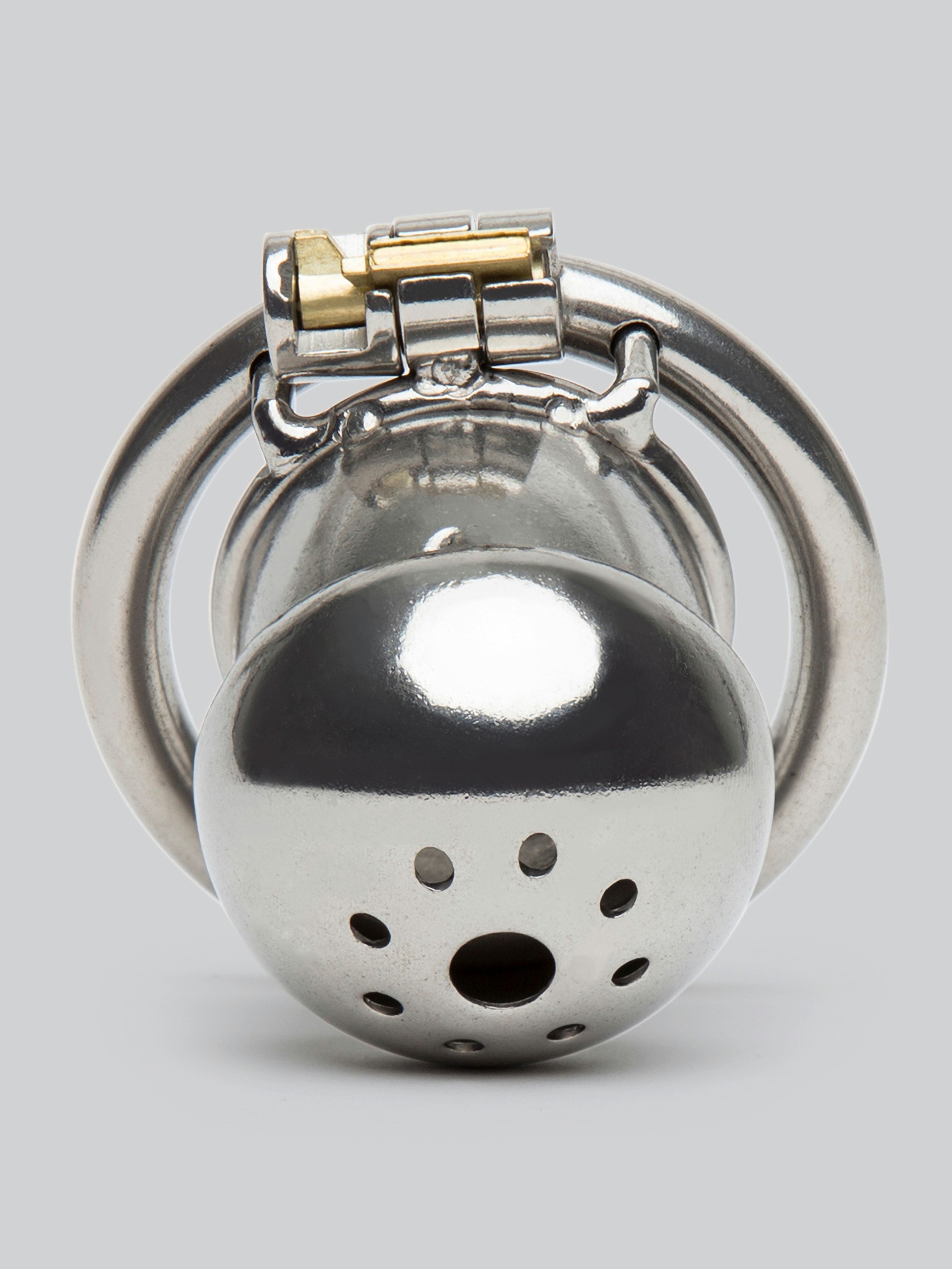 Master Series Exile Stainless Steel Locking Chastity Cage, Silver, hi-res