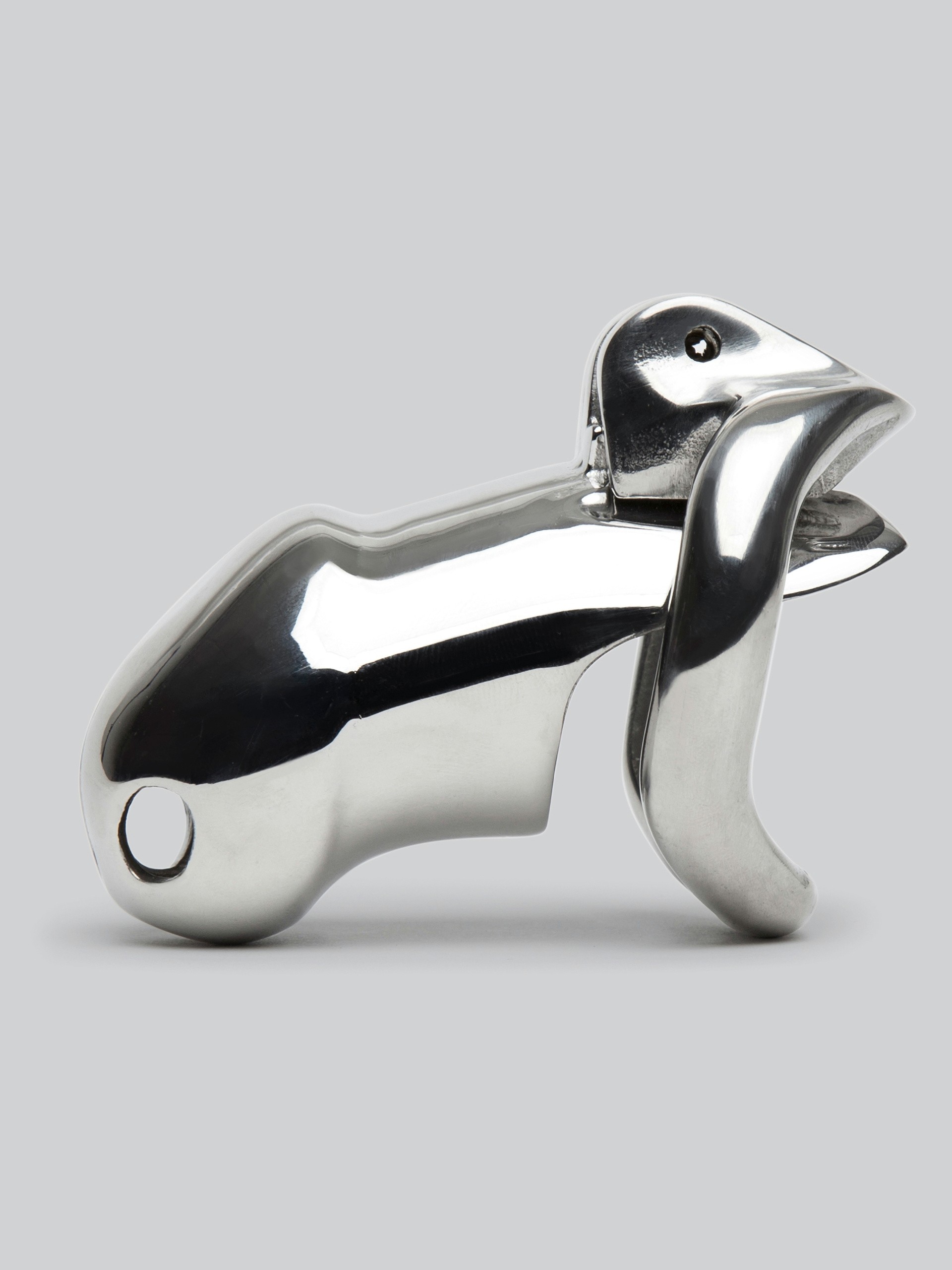 Master Series Rikers Stainless Steel Locking Chastity Cage, Silver, hi-res