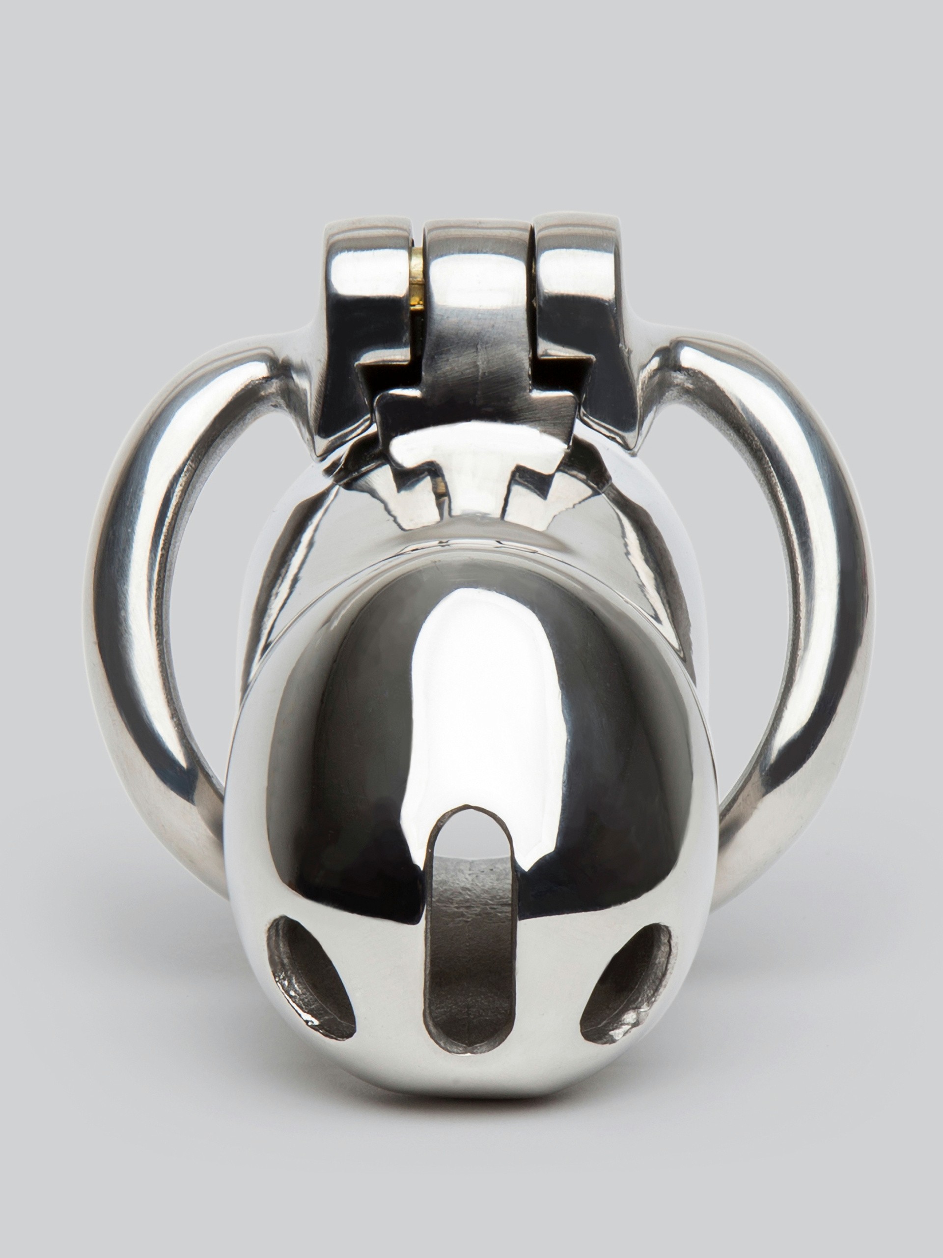 Master Series Rikers Stainless Steel Locking Chastity Cage, Silver, hi-res