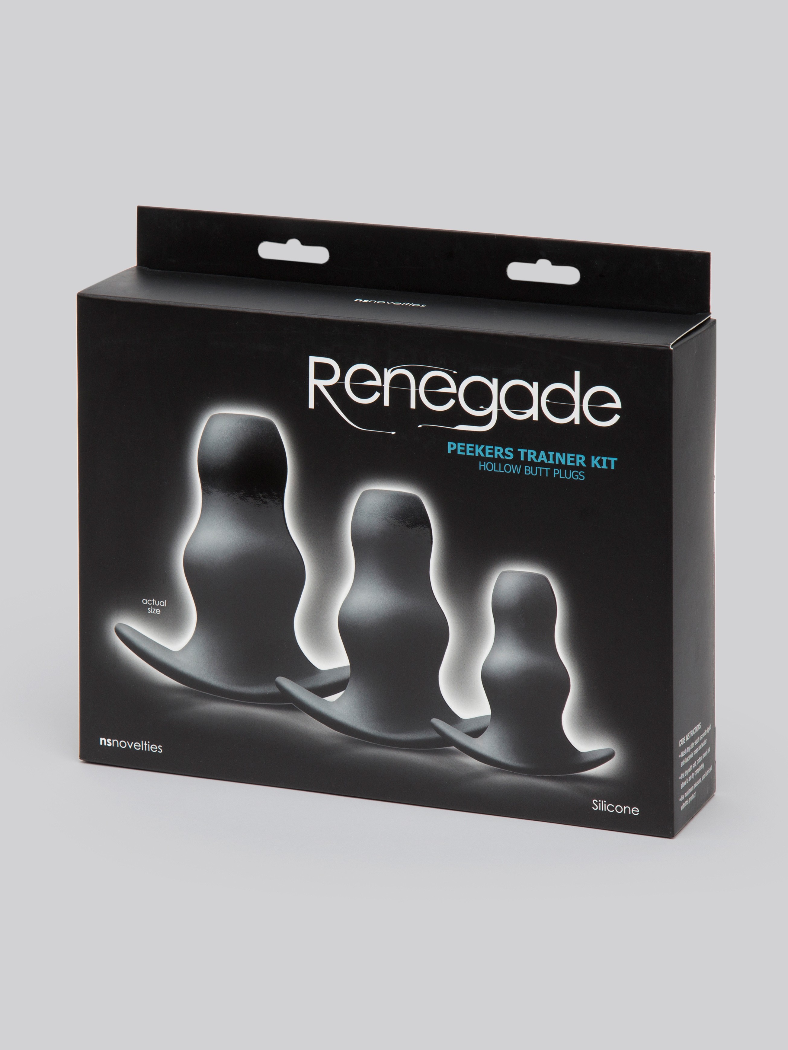 Renegade Peekers Silicone Hollow Butt Plug Set (3 Piece), Black, hi-res