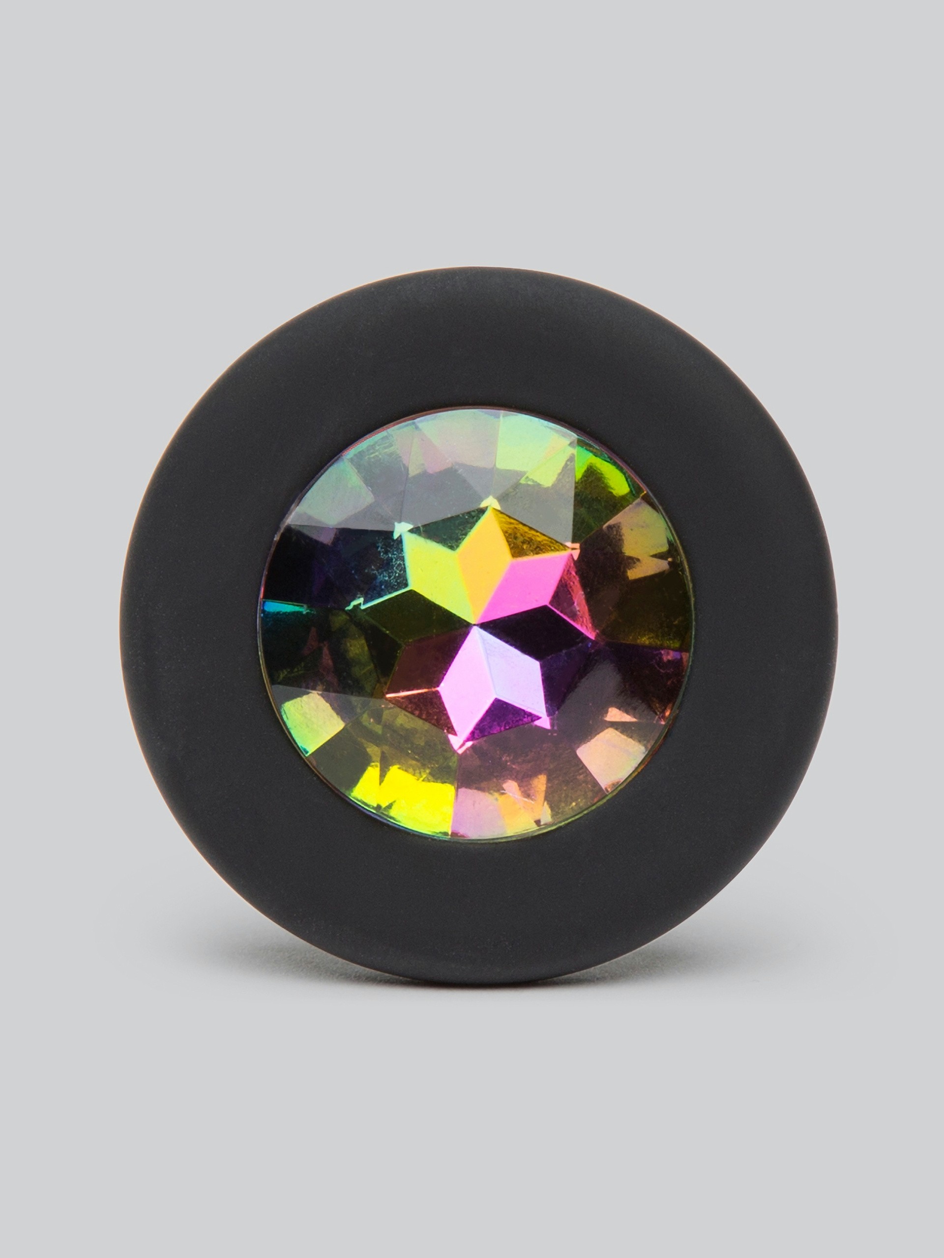Glams Silicone Black Mini Butt Plug with Rainbow Crystal 3 Inch, Rainbow, hi-res
