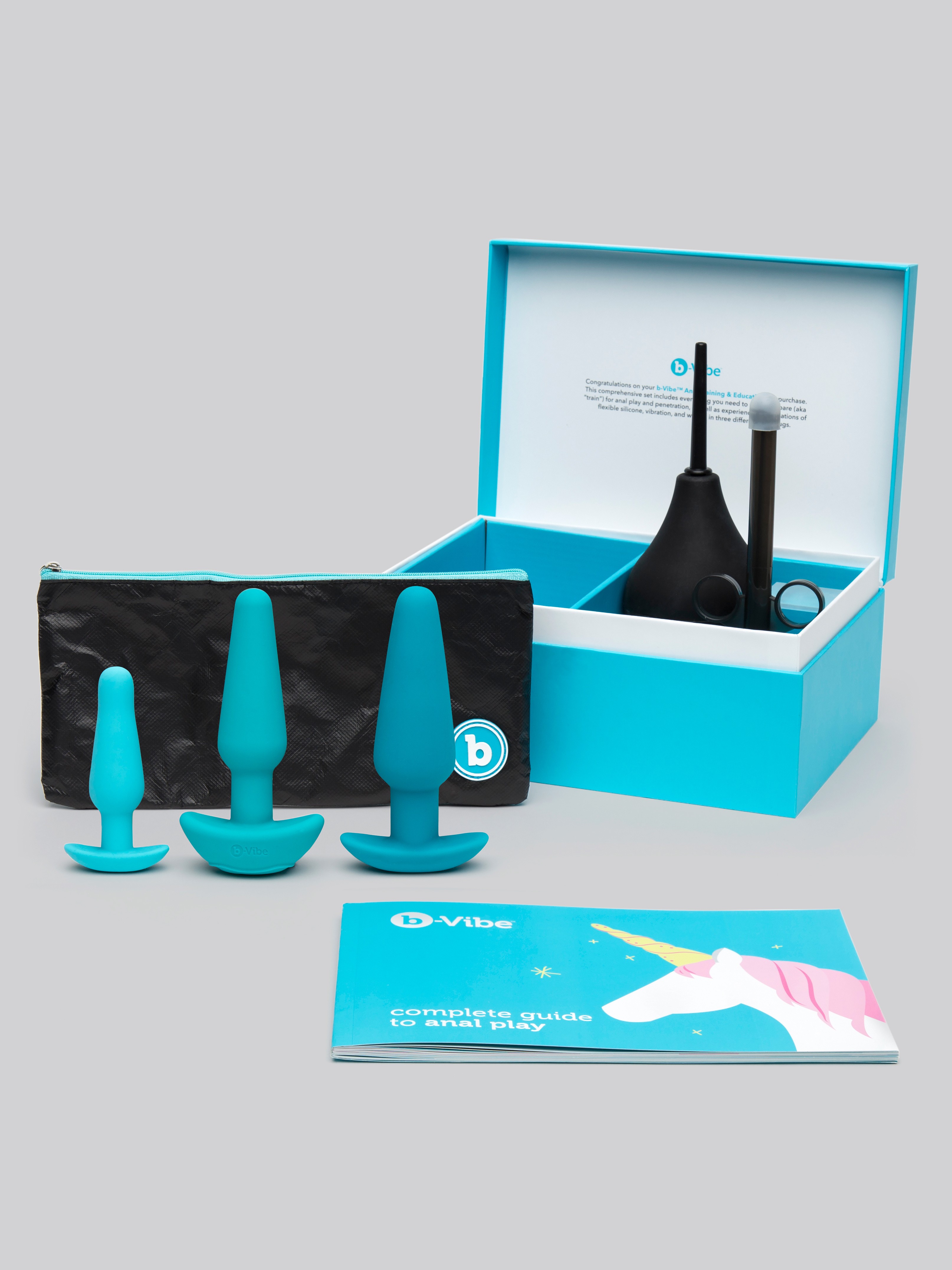 b-Vibe Rechargeable Anal Training and Education Butt Plug Set (5 Piece), Blue, hi-res