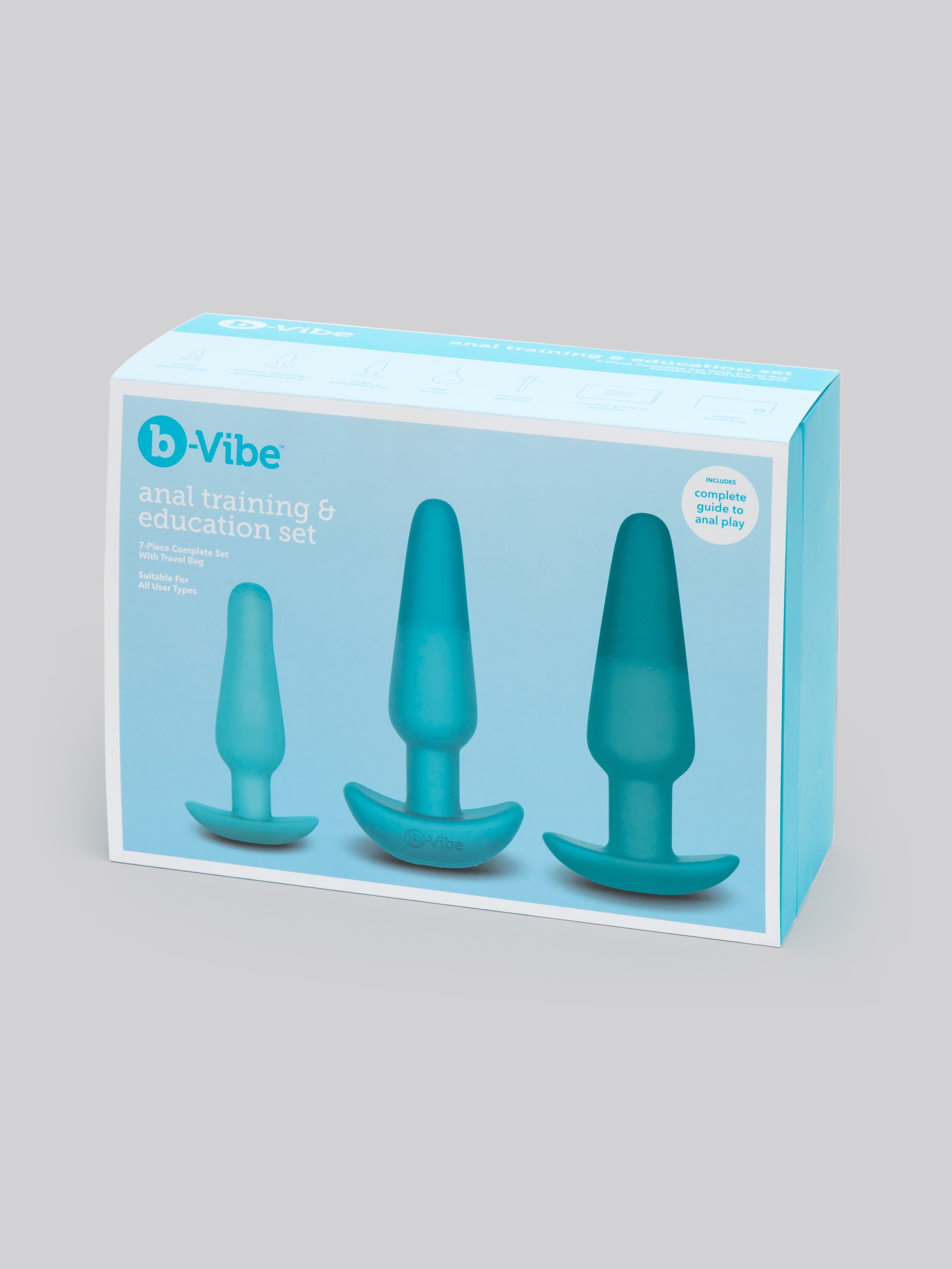 b-Vibe Rechargeable Anal Training and Education Butt Plug Set (5 Piece), Blue, hi-res