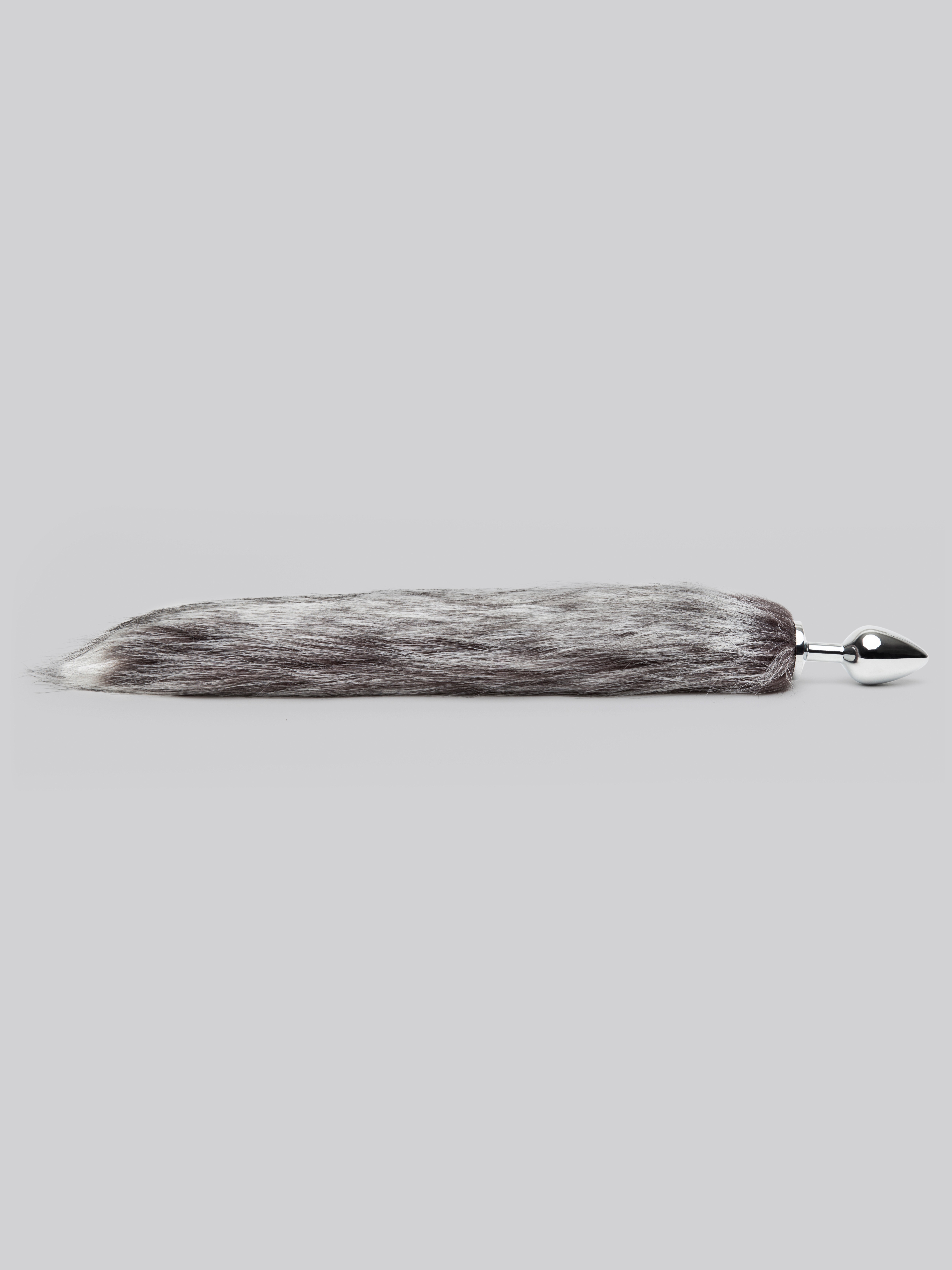 DOMINIX Deluxe Stainless Steel Medium Faux Silver Fox Tail Butt Plug, Silver, hi-res