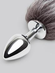DOMINIX Deluxe Stainless Steel Medium Faux Silver Fox Tail Butt Plug, Silver, hi-res