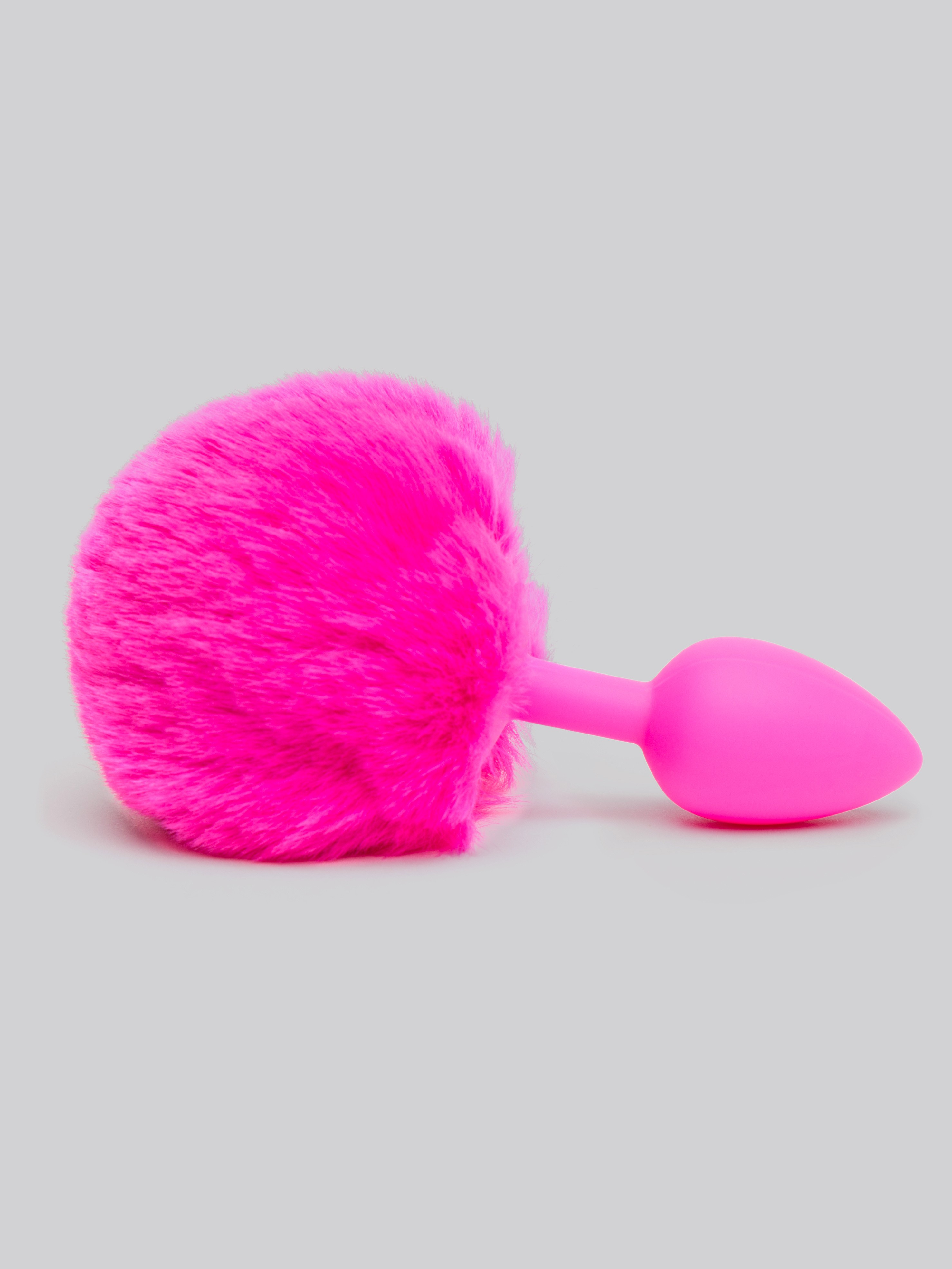 Playful Silicone Small Bunny Tail Butt Plug, Pink, hi-res