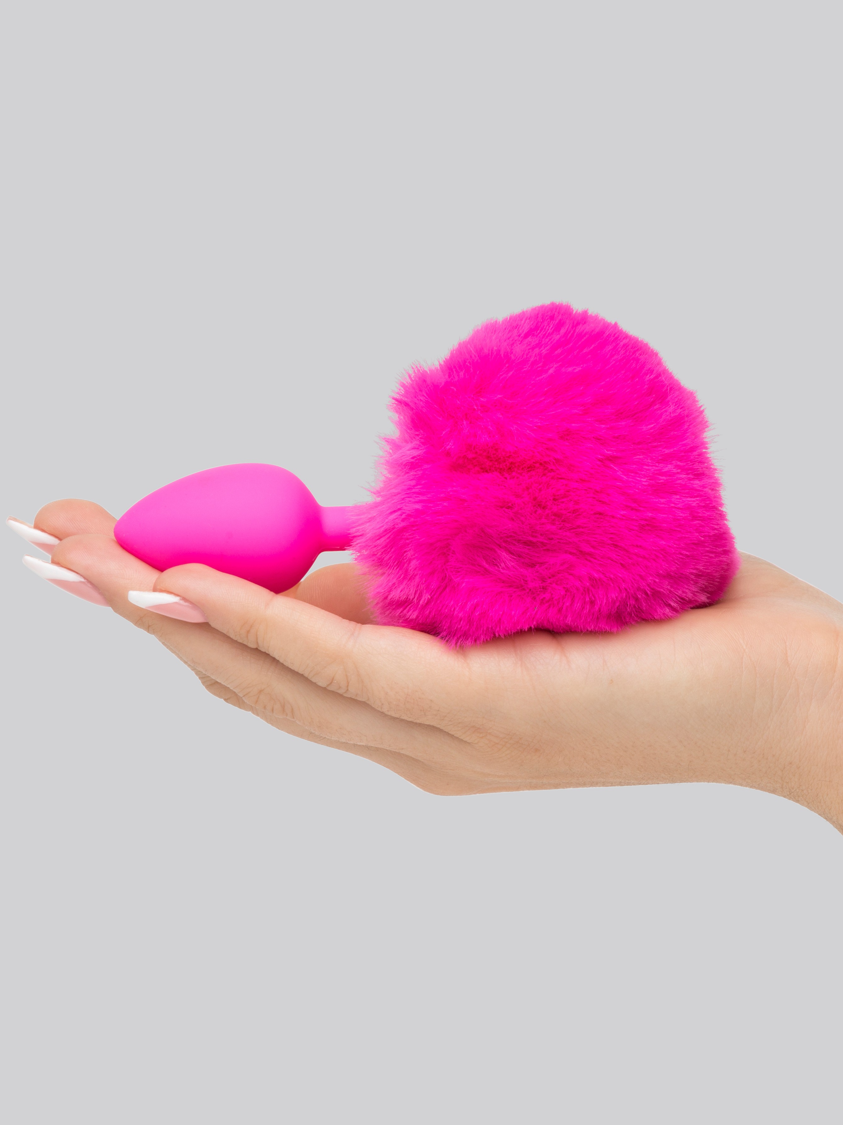 Playful Silicone Small Bunny Tail Butt Plug, Pink, hi-res
