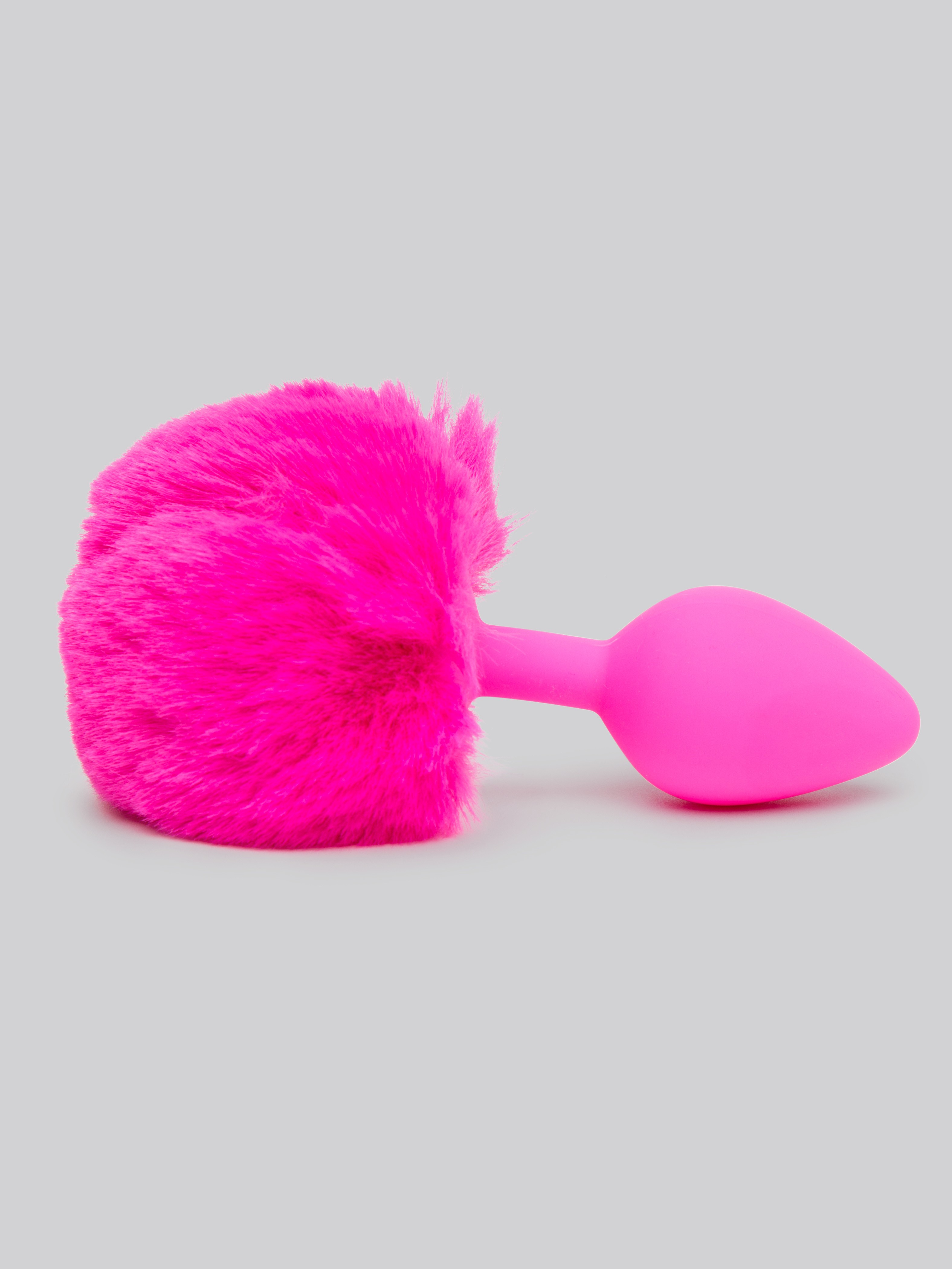 Playful Silicone Medium Bunny Tail Butt Plug, Pink, hi-res