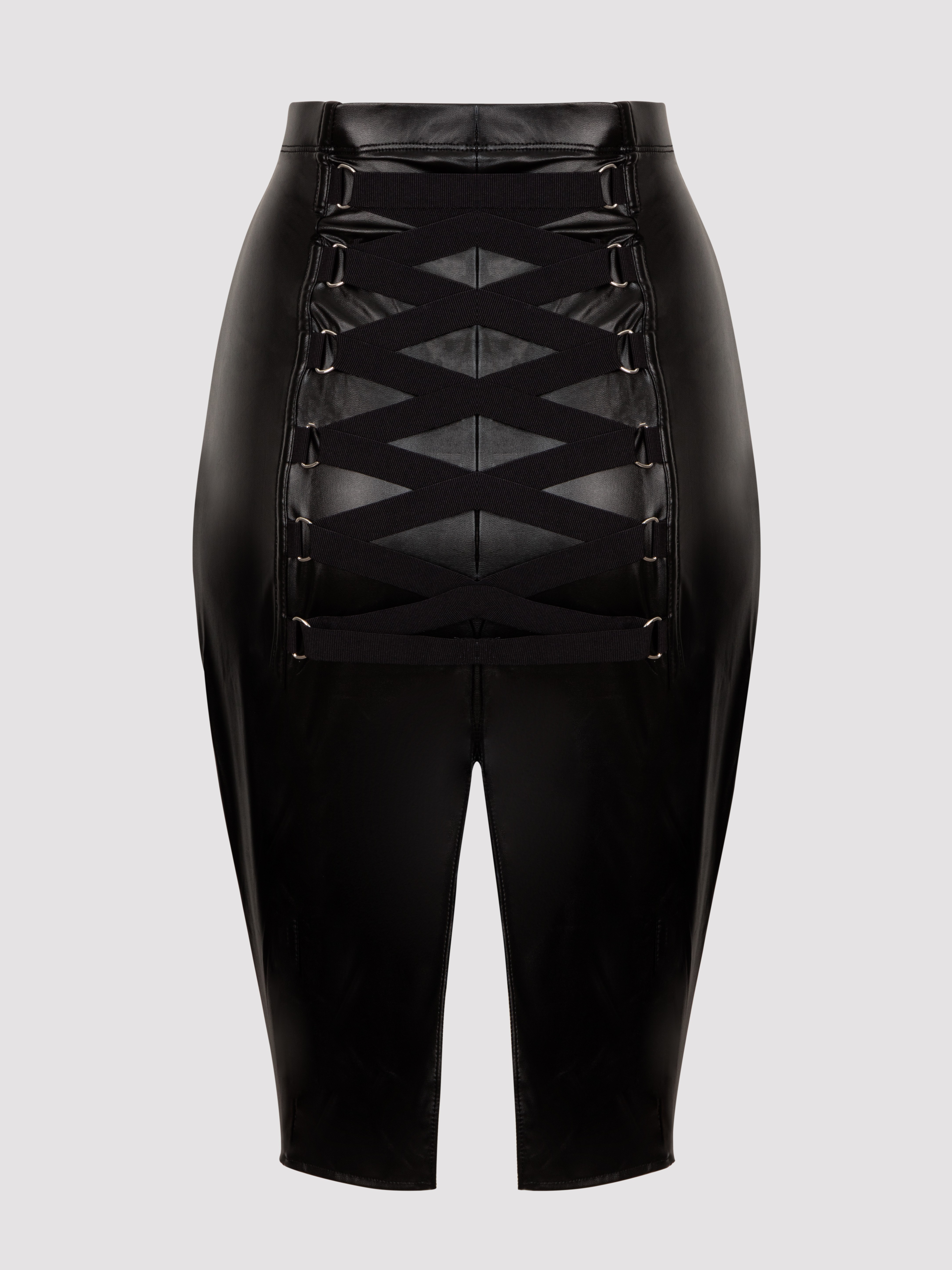 Lovehoney Fierce Black Leather-Look Skirt, Black, vanilla