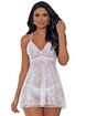 Escante White Lace and Mesh Layered Babydoll Set, White, hi-res