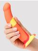 Lovehoney Earth and Fire Curved Silicone Suction Cup Dildo 7 Inch, Orange, hi-res