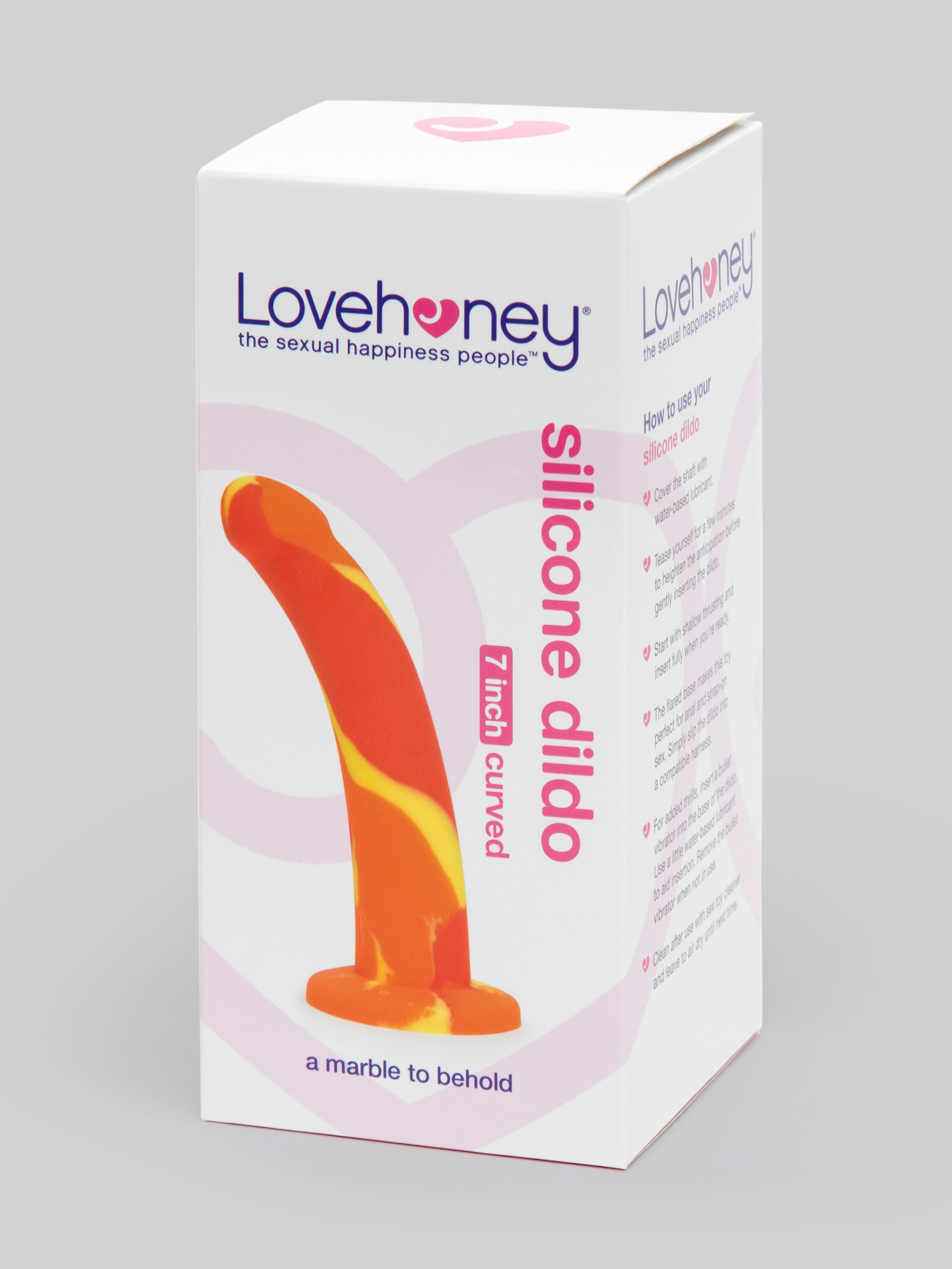 Lovehoney Earth and Fire Curved Silicone Suction Cup Dildo 7 Inch, Orange, hi-res